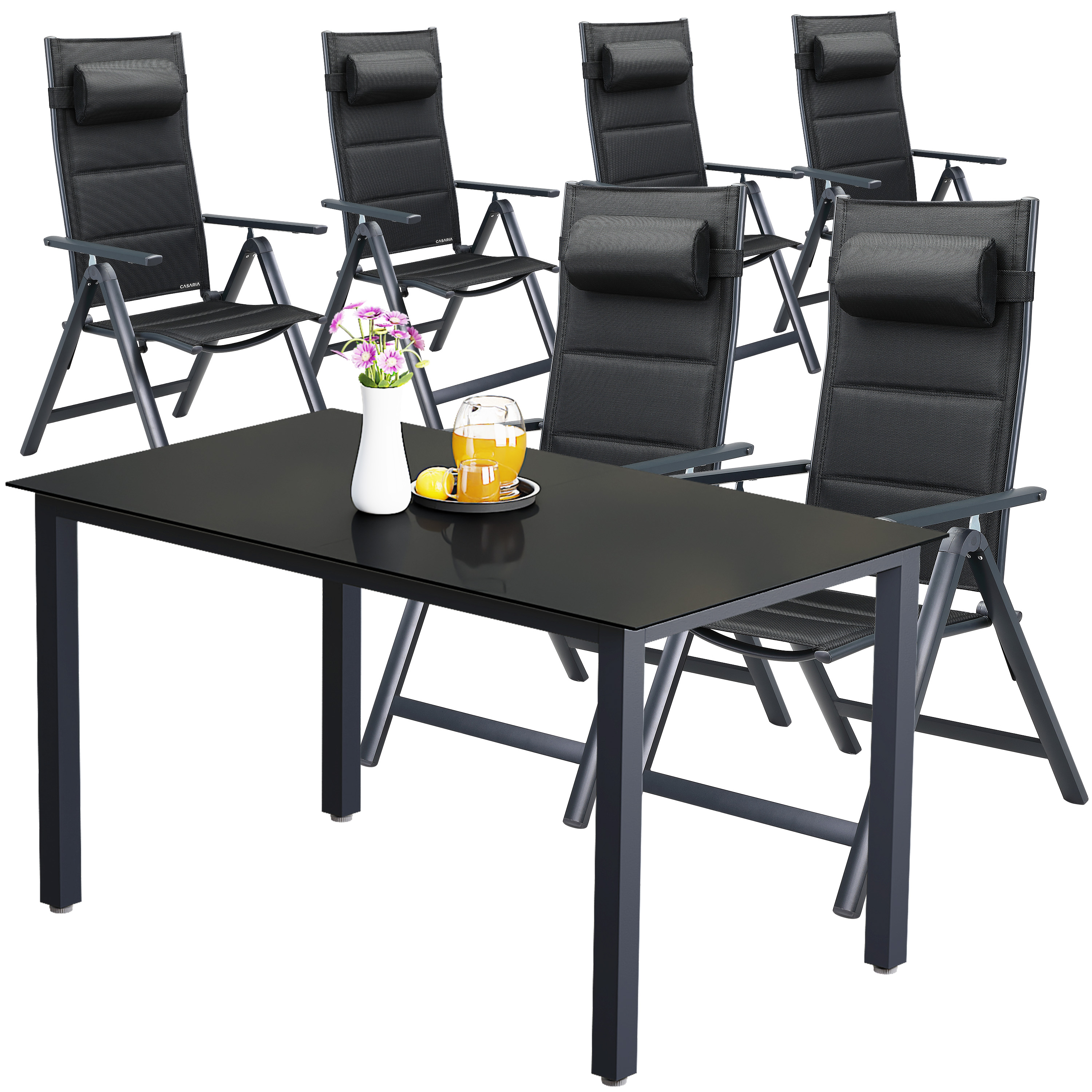 Garten-Sitzgruppe Bern Premium 7-tlg Anthrazit Alu Garten-Sitzgruppe Bern Premium 7-tlg Anthrazit Alu