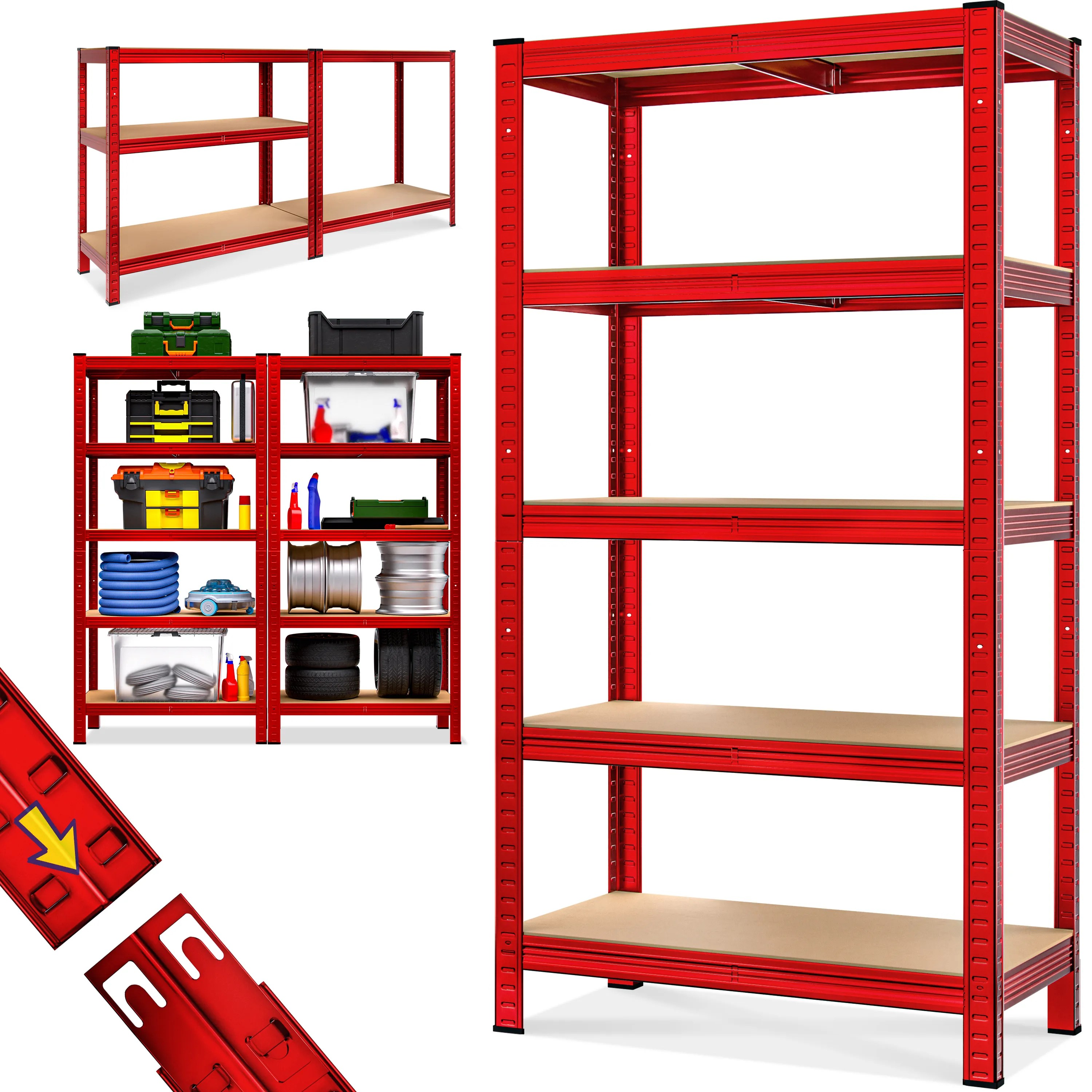 Schwerlastregal Rot 180x90x40cm pulverbeschichtet Tragkraft 875kg Schwerlastregal Rot 180x90x40cm pulverbeschichtet Tragkraft 875kg