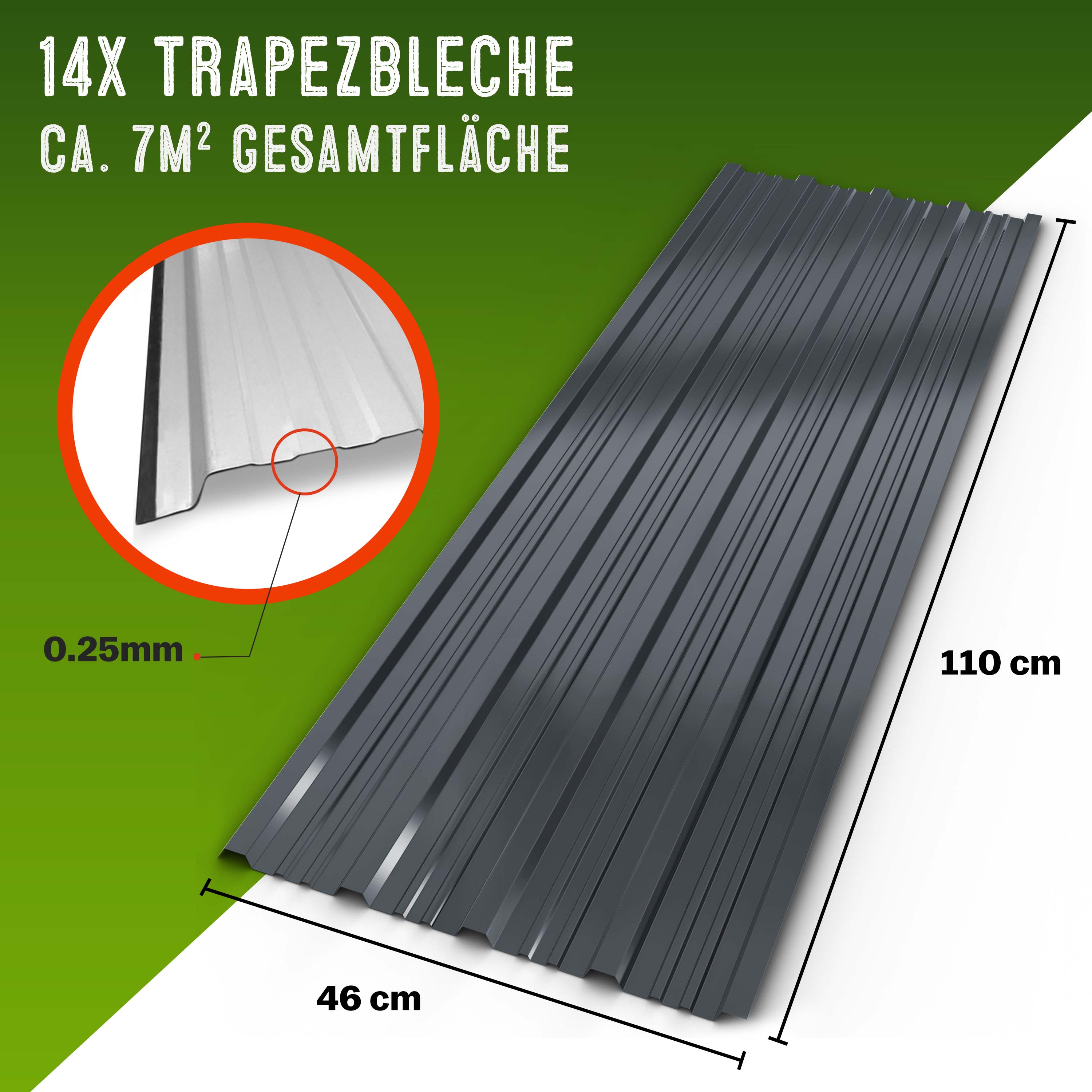 Trapezblech 14er-Set Anthrazit 110x46cm – Bild 2