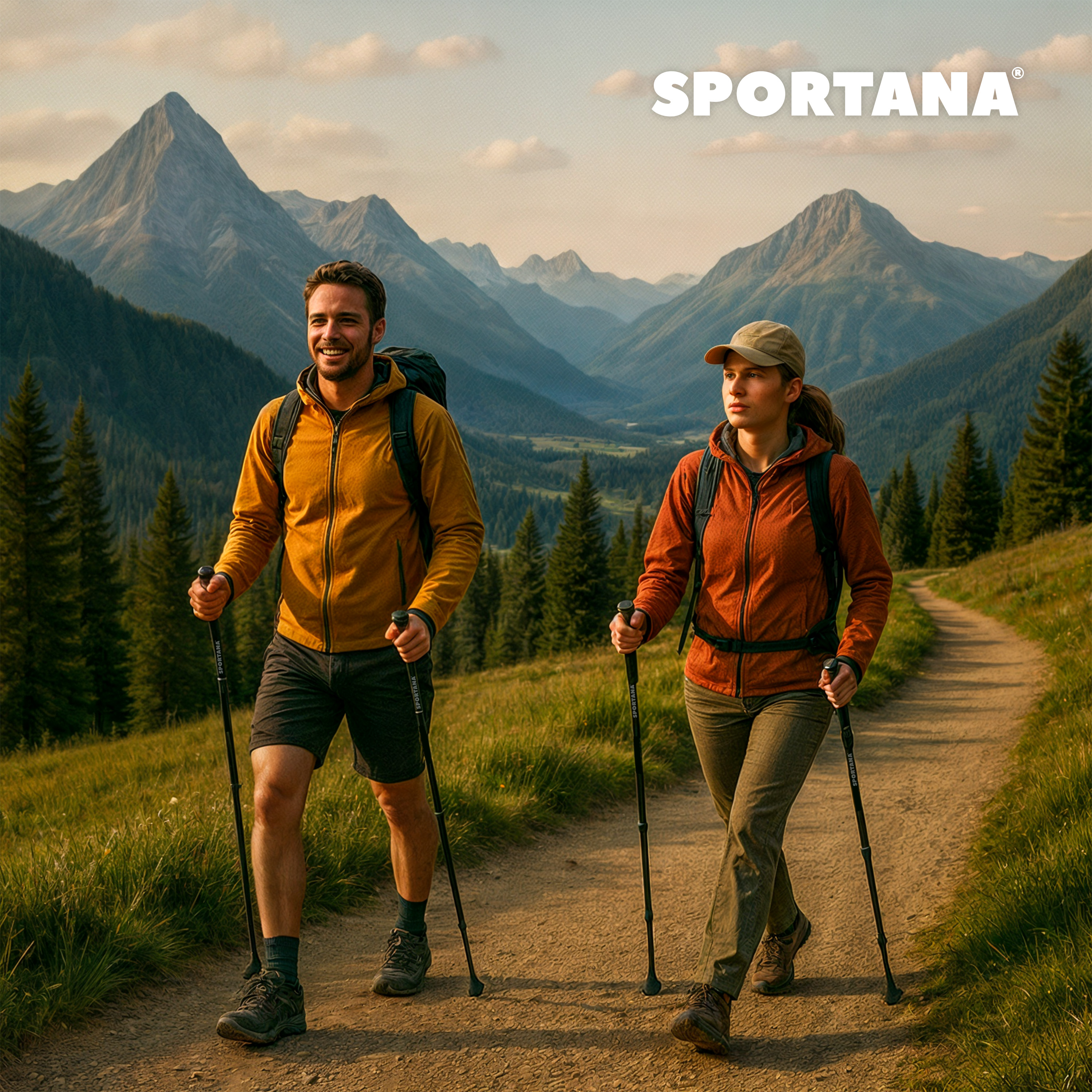 Nordic Walking Stöcke 2er-Set Orange – Bild 2