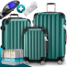 Hartschalenkoffer Set 3-tlg mit Zubehör Rollen 360º Grün ABS Hartschalenkoffer Set 3-tlg mit Zubehör Rollen 360º Grün ABS