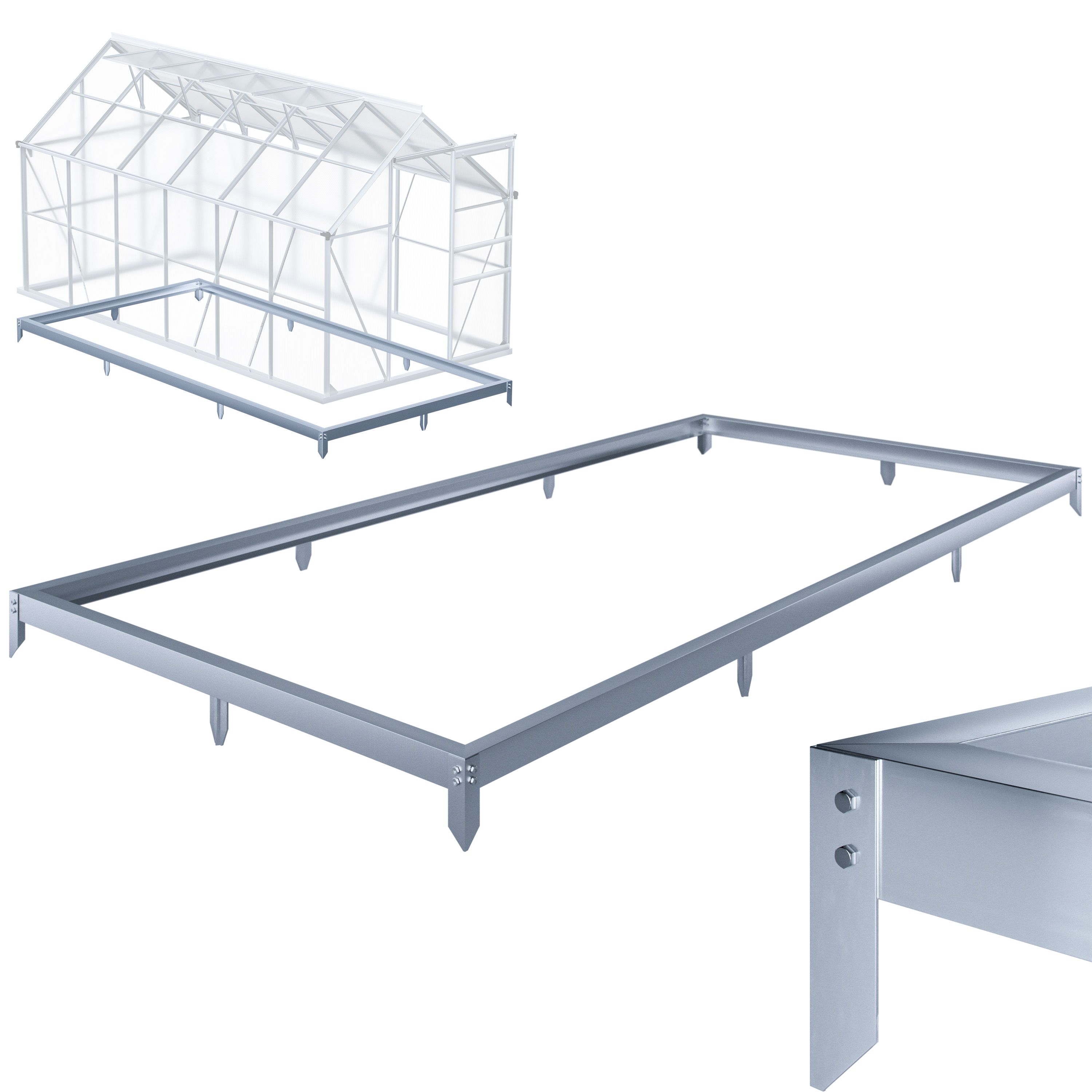 Stahlfundament für Gewächshaus 380x190x12cm verzinkt Stahlfundament für Gewächshaus 380x190x12cm verzinkt