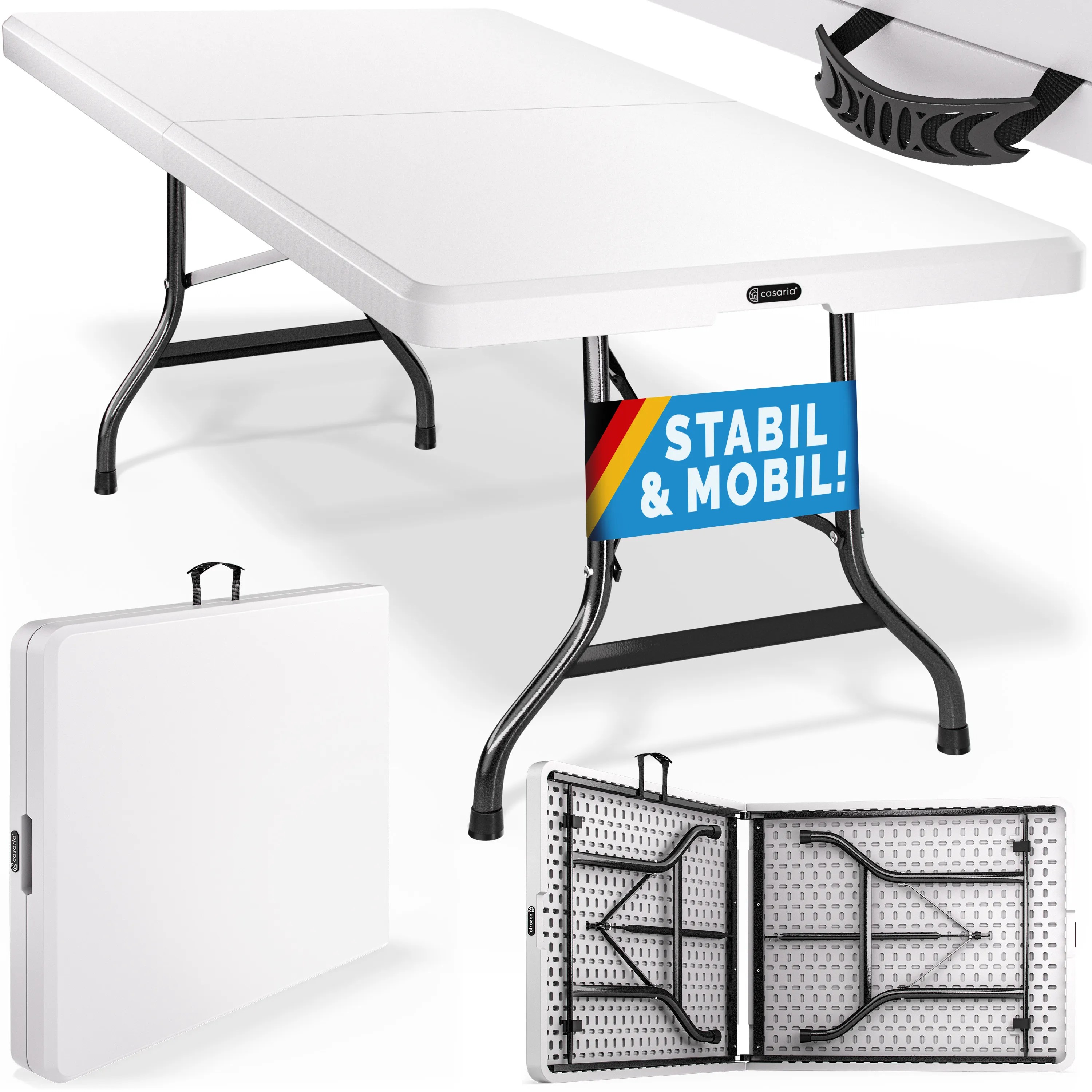 Gartentisch Weiß Kunststoff 220x70x72cm klappbar Gartentisch Weiß Kunststoff 220x70x72cm klappbar