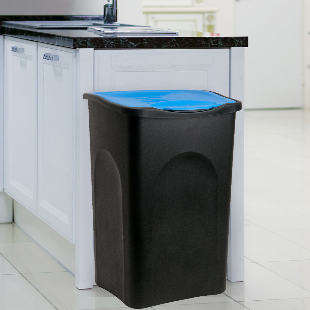 Mülleimer Schwarz/Blau Kunststoff 50L – Bild 2