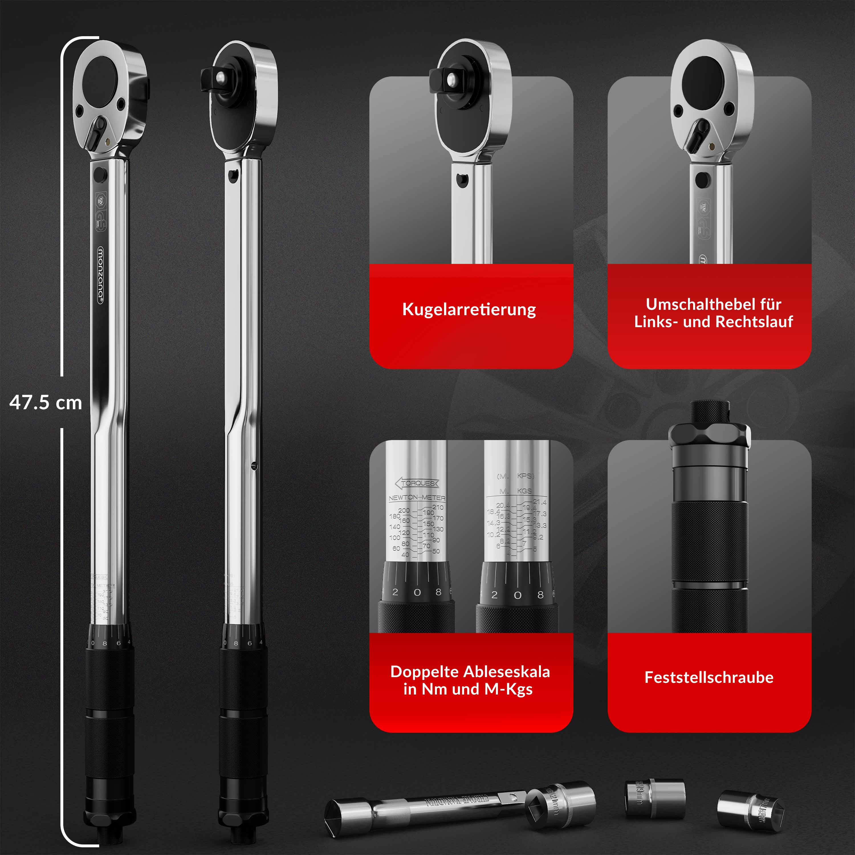 Wagenheber 3t 135-400mm + Drehmomentschlüssel – Bild 2