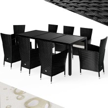 Polyrattan Garten-Sitzgruppe 9-tlg Schwarz-Creme Polyrattan Garten-Sitzgruppe 9-tlg Schwarz-Creme