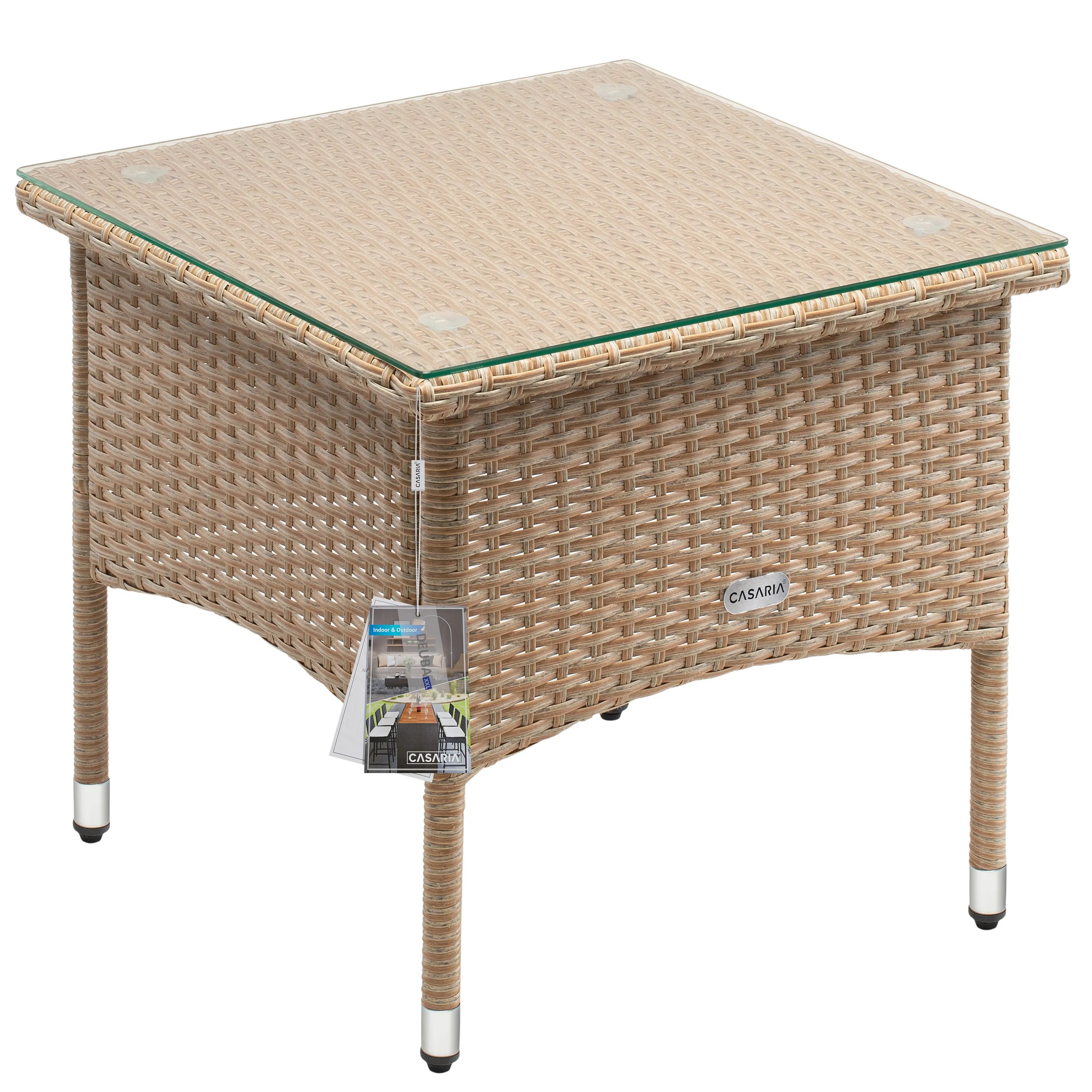 Polyrattan Beistelltisch Grau-Beige 50x50x45cm Polyrattan Beistelltisch Grau-Beige 50x50x45cm