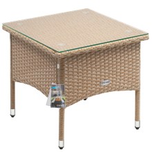 Polyrattan Beistelltisch Grau-Beige 50x50x45cm Polyrattan Beistelltisch Grau-Beige 50x50x45cm