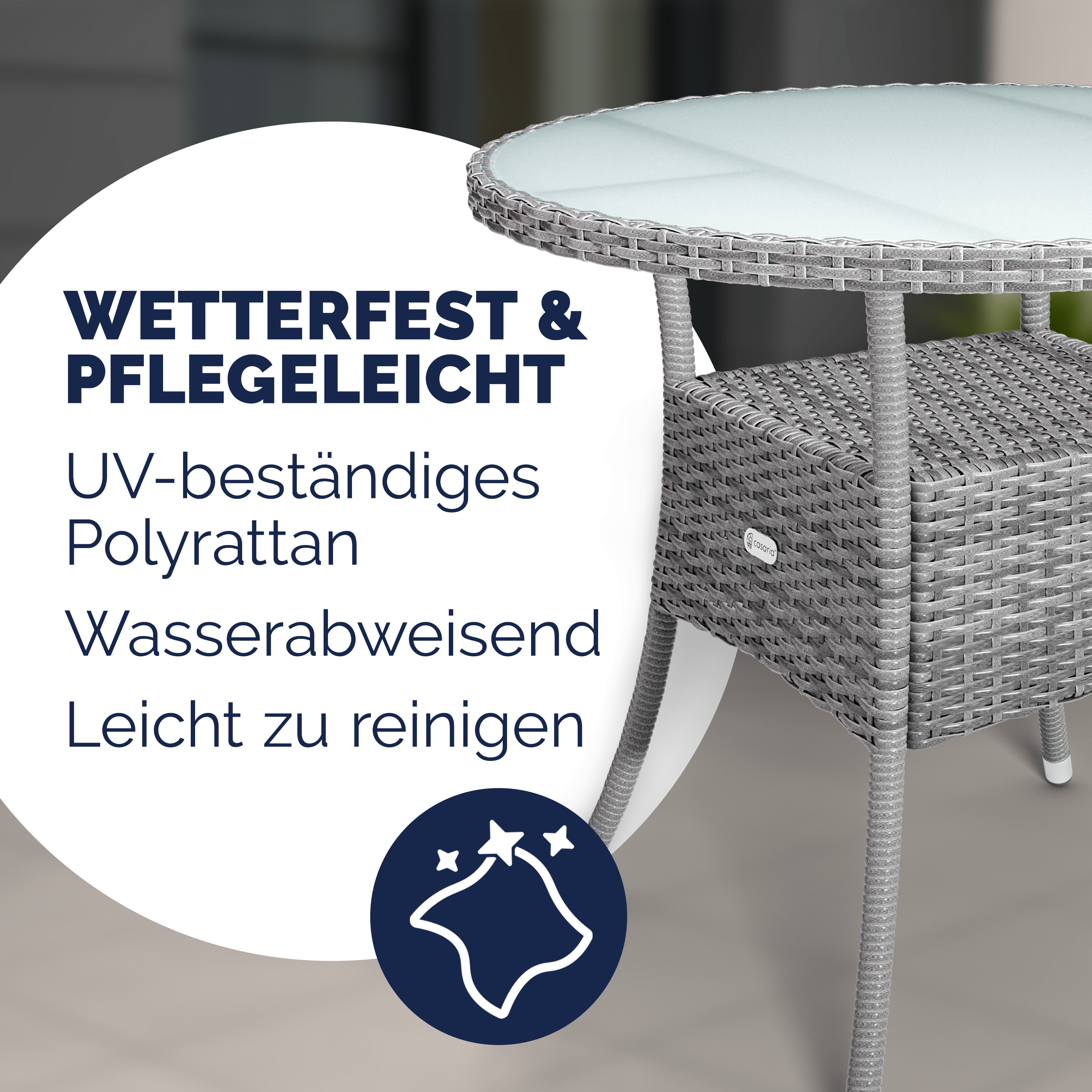 Polyrattan Tisch Grau Ø80cm – Bild 2