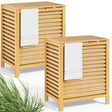 Wäschekorb Bambus 2er-Set 62L Wäschesack herausnehmbar Wäschekorb Bambus 2er-Set 62L Wäschesack herausnehmbar