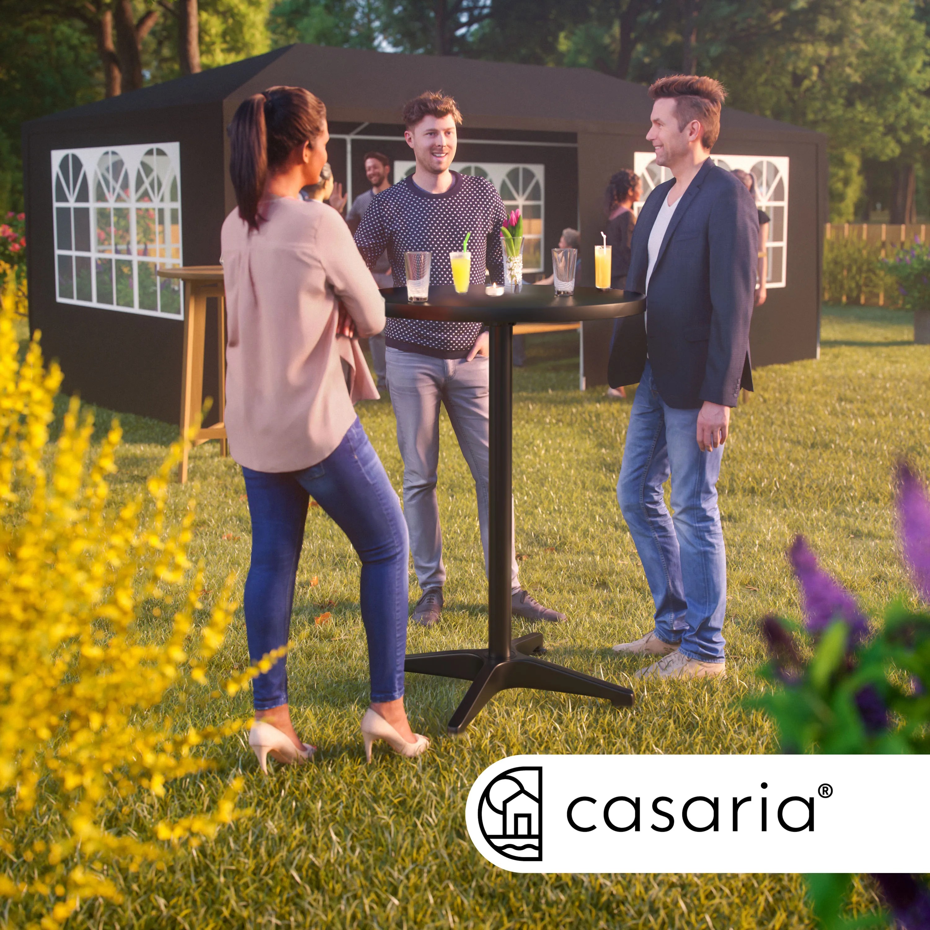 Stehtisch 2er-Set Ø60cm höhenverstellbar 70/115cm klappbar Alu Schwarz – Bild 2