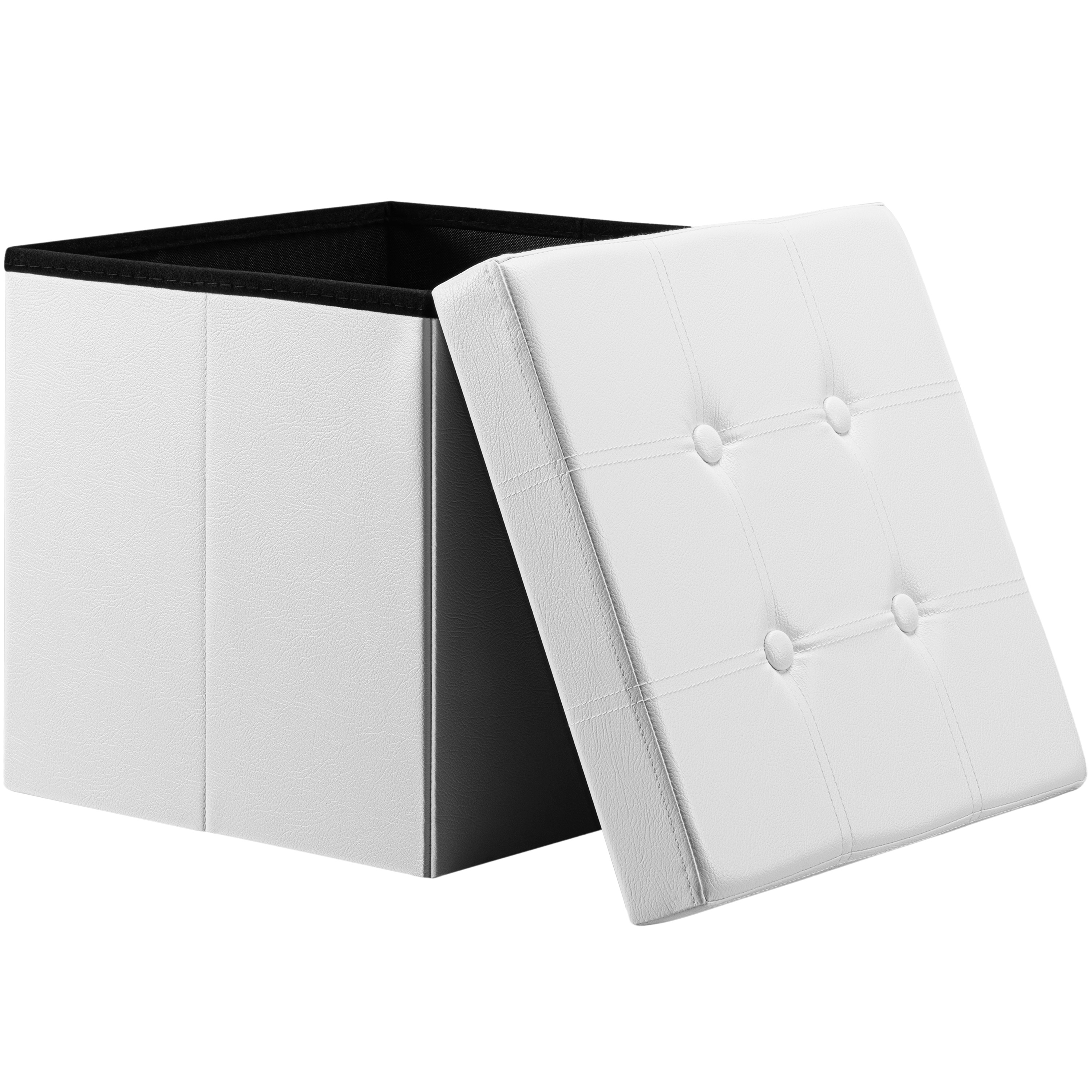 Sitzhocker Weiß Kunstleder 38x38x38cm faltbar – Bild 2