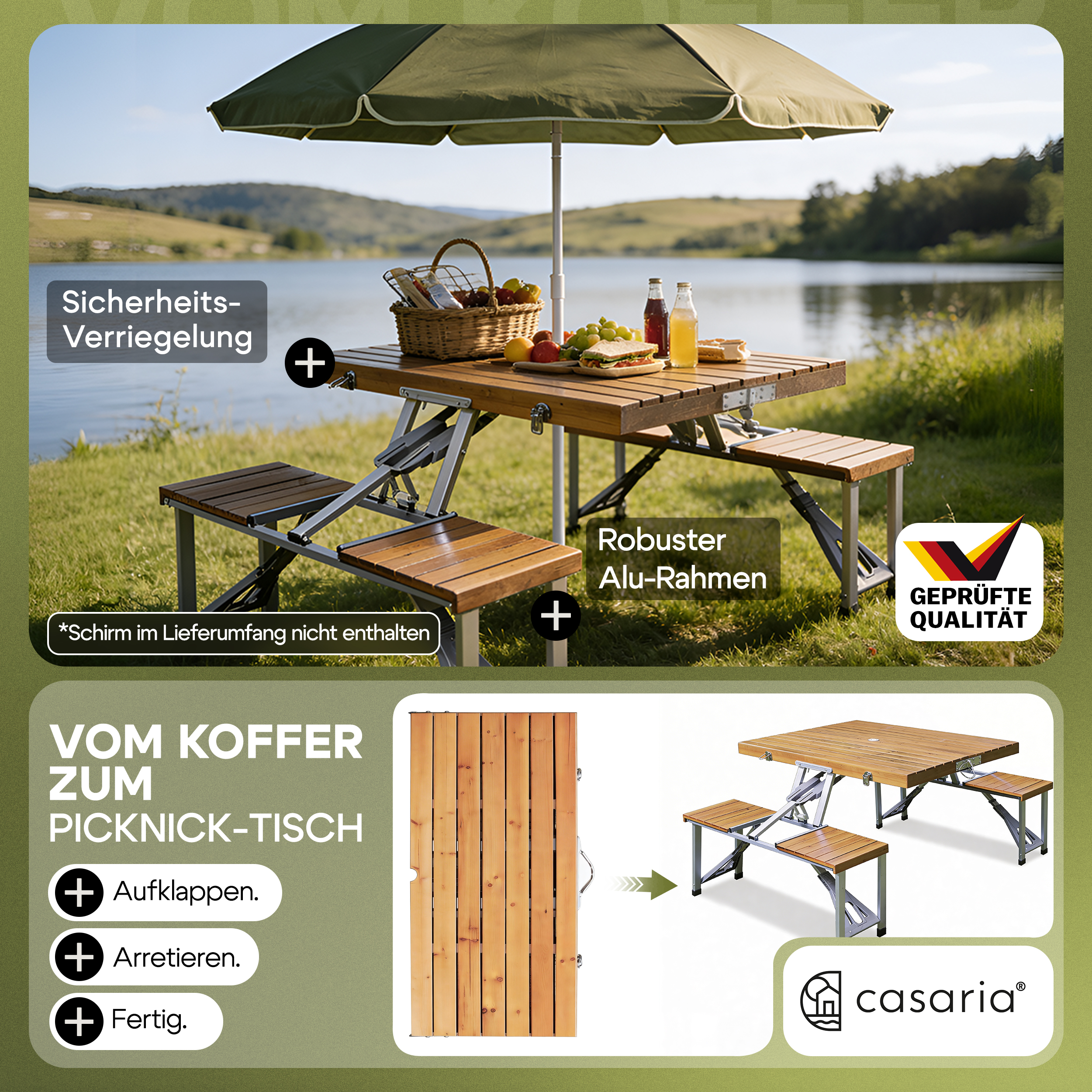 Campingtisch Holz Alu für 4 Personen klappbar – Bild 2
