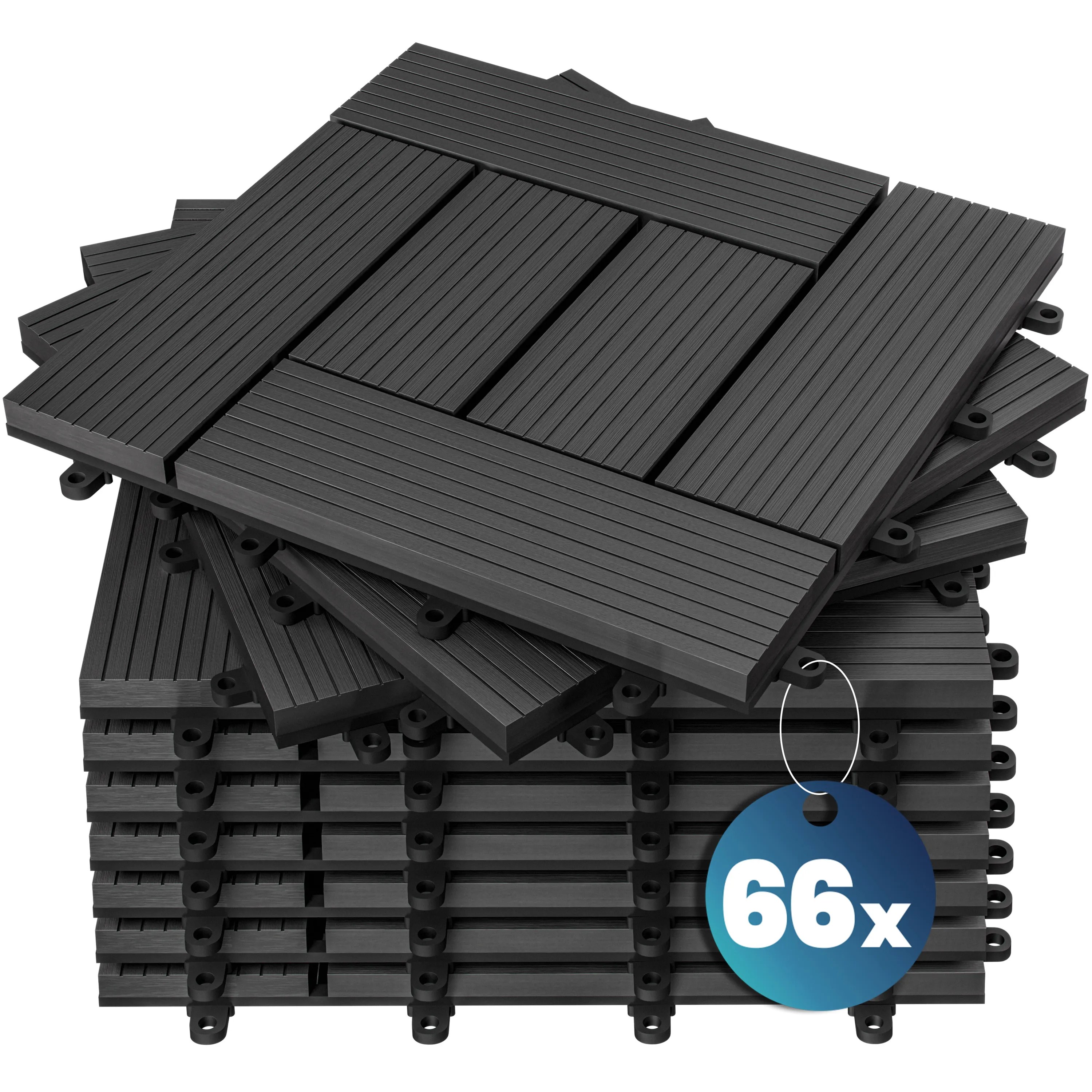 WPC Fliesen 66er-Set Mosaik Anthrazit - 30x30cm WPC Fliesen 66er-Set Mosaik Anthrazit - 30x30cm