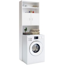 Waschmaschinenschrank 185x63x20cm kompakt 3 Böden Magnettüren Weiß Waschmaschinenschrank 185x63x20cm kompakt 3 Böden Magnettüren Weiß