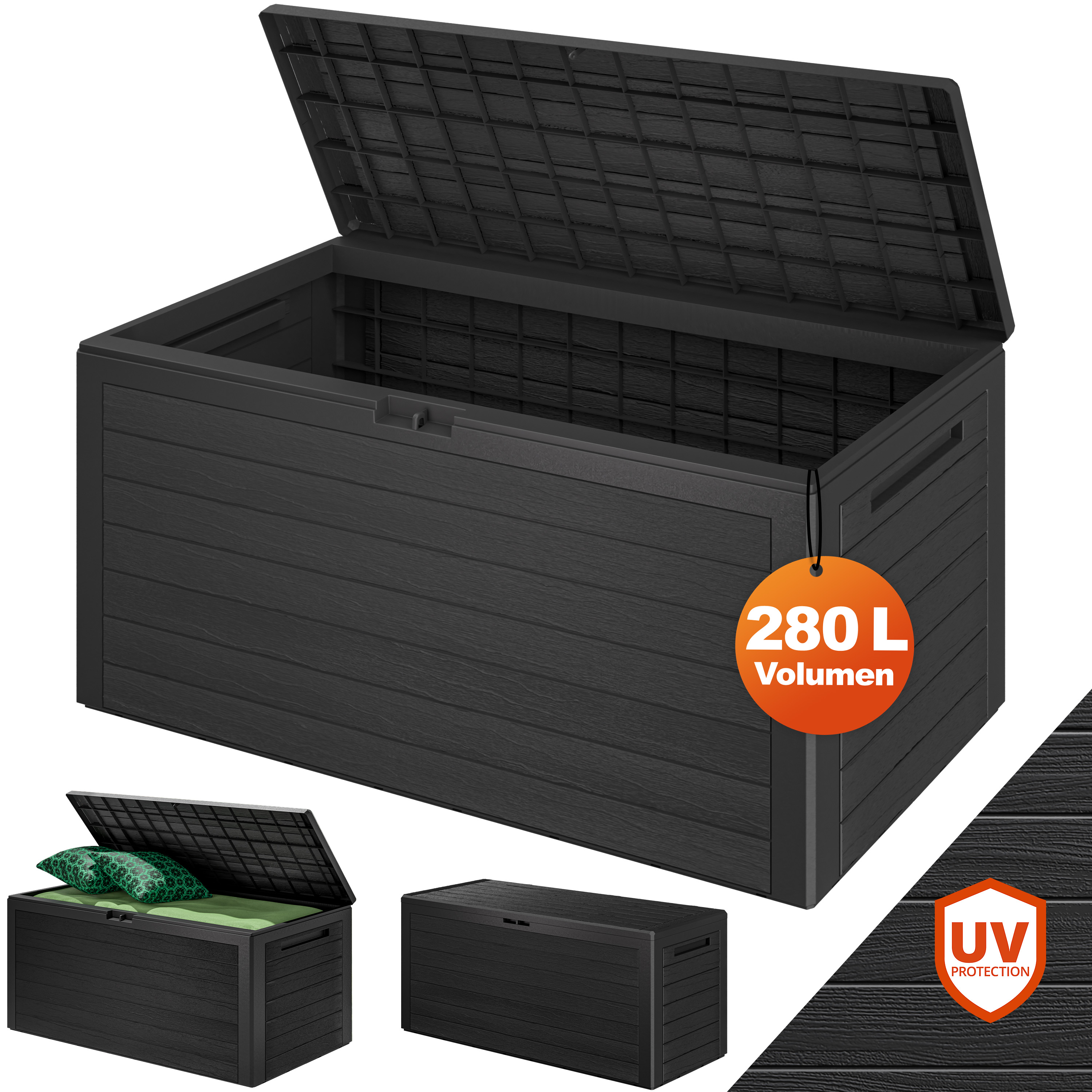 Gartenbox Woody 280L Anthrazit Holzoptik wasserdicht – Bild 2