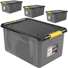 Aufbewahrungsbox 4er-Set Grau/Anthrazit 58x39x25cm stapelbar Aufbewahrungsbox 4er-Set Grau/Anthrazit 58x39x25cm stapelbar