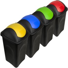 Mülleimer Schwingdeckel 4er-Set Kunststoff Gelb/Blau/Grün/Rot 60L Mülleimer Schwingdeckel 4er-Set Kunststoff Gelb/Blau/Grün/Rot 60L