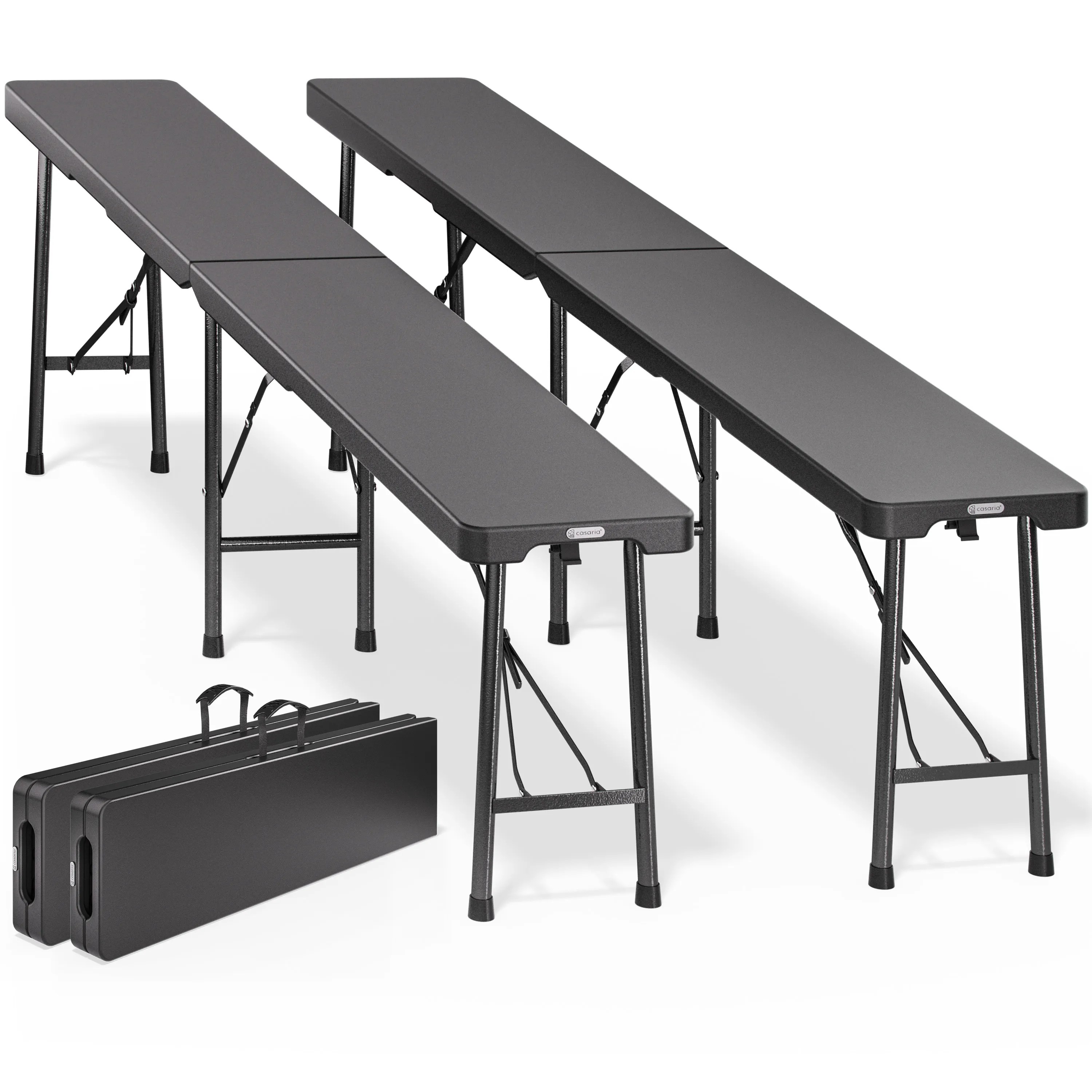 Bierbank 2er-Set Anthrazit Kunststoff 180cm Bierbank 2er-Set Anthrazit Kunststoff 180cm