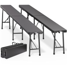 Bierbank 2er-Set Anthrazit Kunststoff 180cm Bierbank 2er-Set Anthrazit Kunststoff 180cm