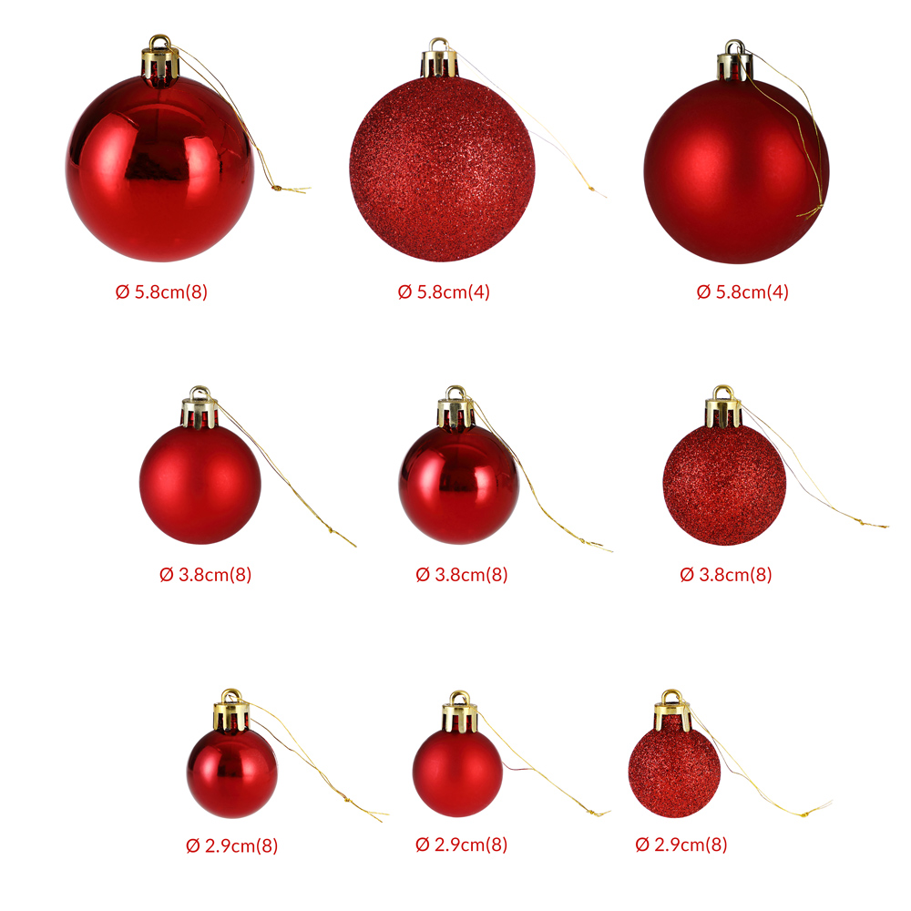 Weihnachtskugeln Rot 77 tlg in matt glänzend & glitzernd – Bild 2