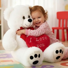 Plüschtier Teddybär Weiß 50cm inkl Herzkissen Plüschtier Teddybär Weiß 50cm inkl Herzkissen