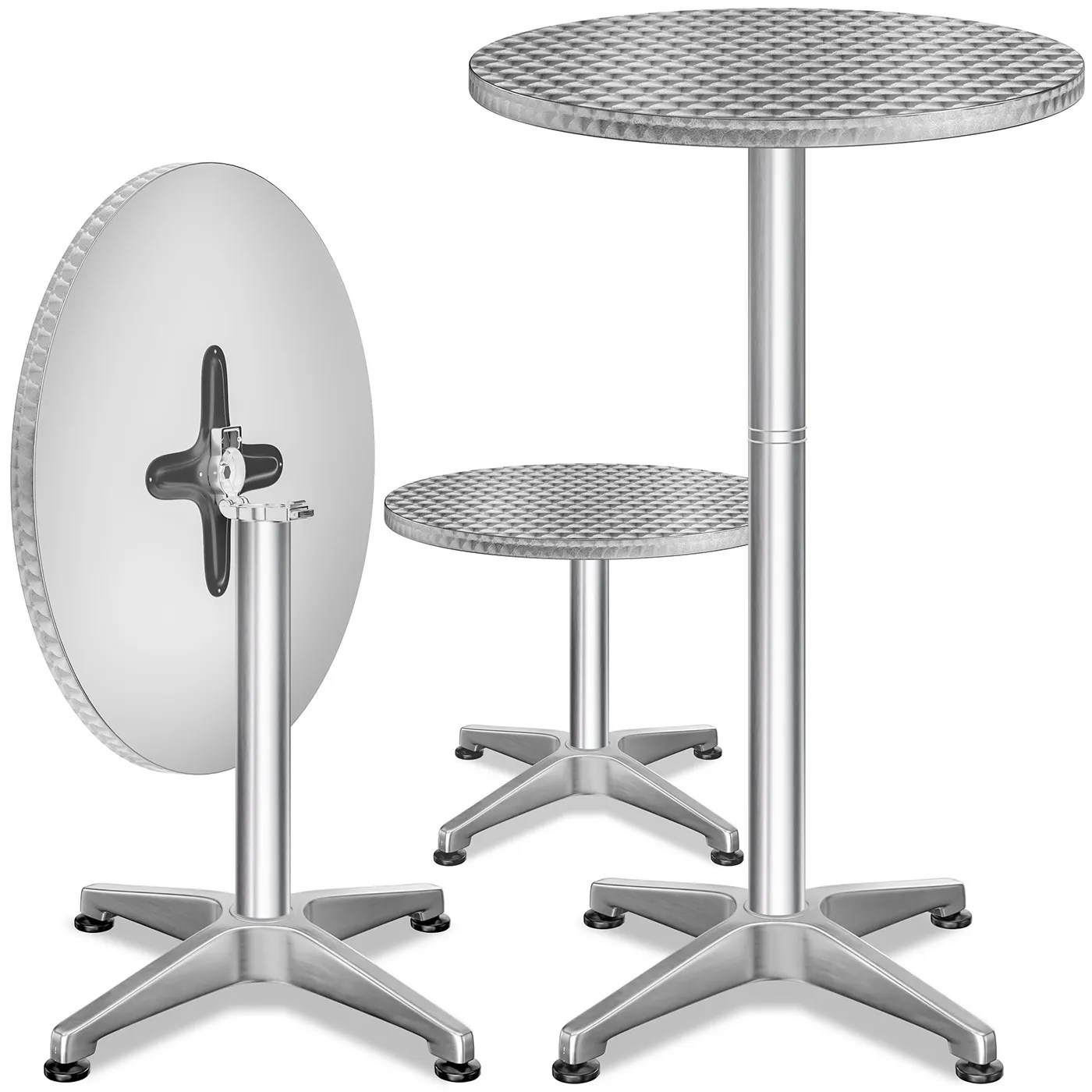 Stehtisch 2er-Set Silber Alu Ø60cm klappbar, höhenverstellbar Stehtisch 2er-Set Silber Alu Ø60cm klappbar, höhenverstellbar