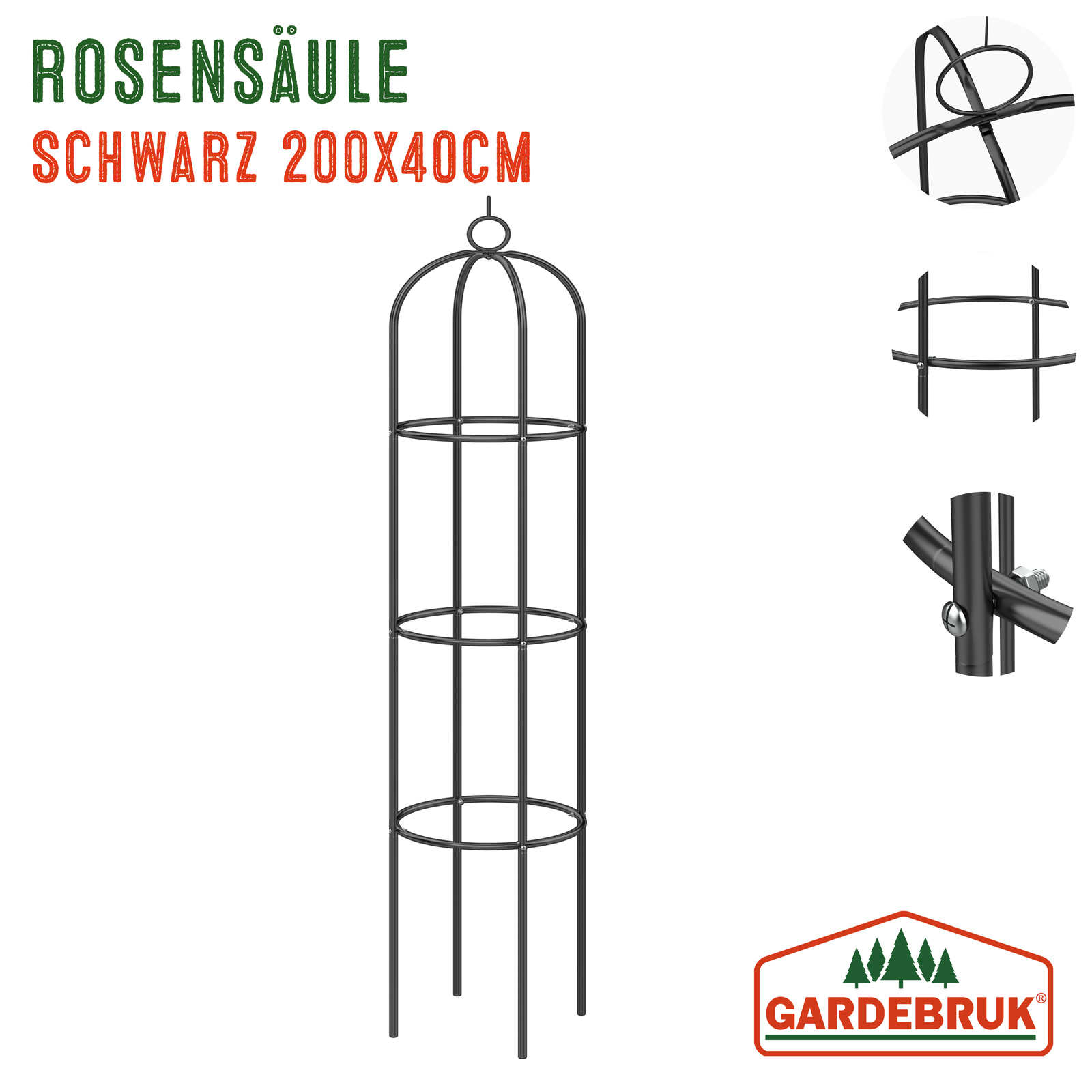 Rosensäule Schwarz 200x40cm – Bild 2