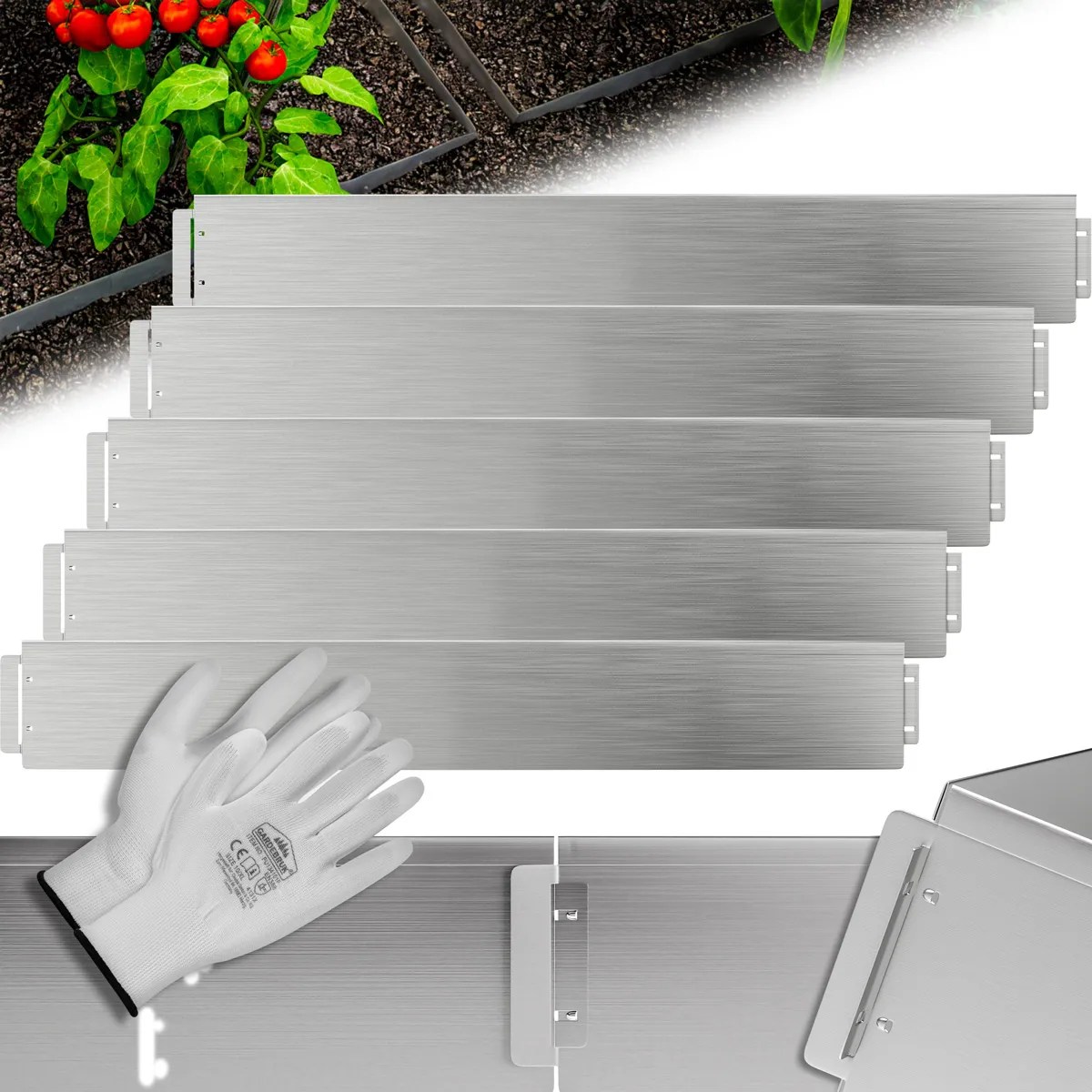 Beeteinfassung 5er-Set Silber Metall 5mx18cm Beeteinfassung 5er-Set Silber Metall 5mx18cm