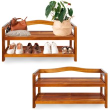 Schuhregal 2er-Set Akazienholz 2 Etagen Schuhregal 2er-Set Akazienholz 2 Etagen