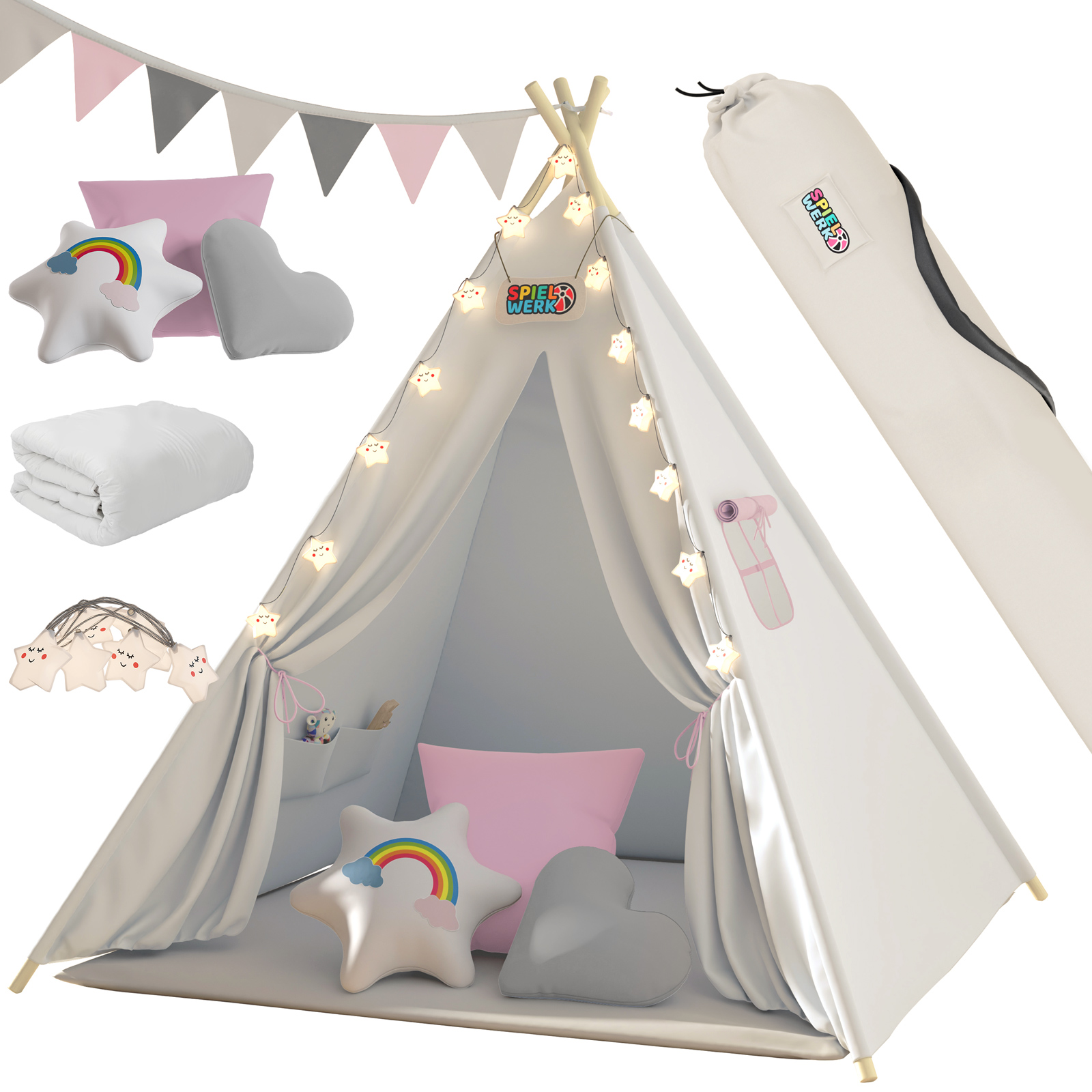 Tipi Spielzelt Rosa 160x130x130cm Tipi Spielzelt Rosa 160x130x130cm