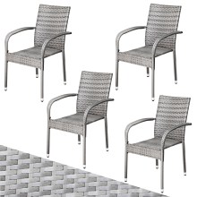 Polyrattan Stapelstuhl Comfort 4er-Set Grau Polyrattan Stapelstuhl Comfort 4er-Set Grau
