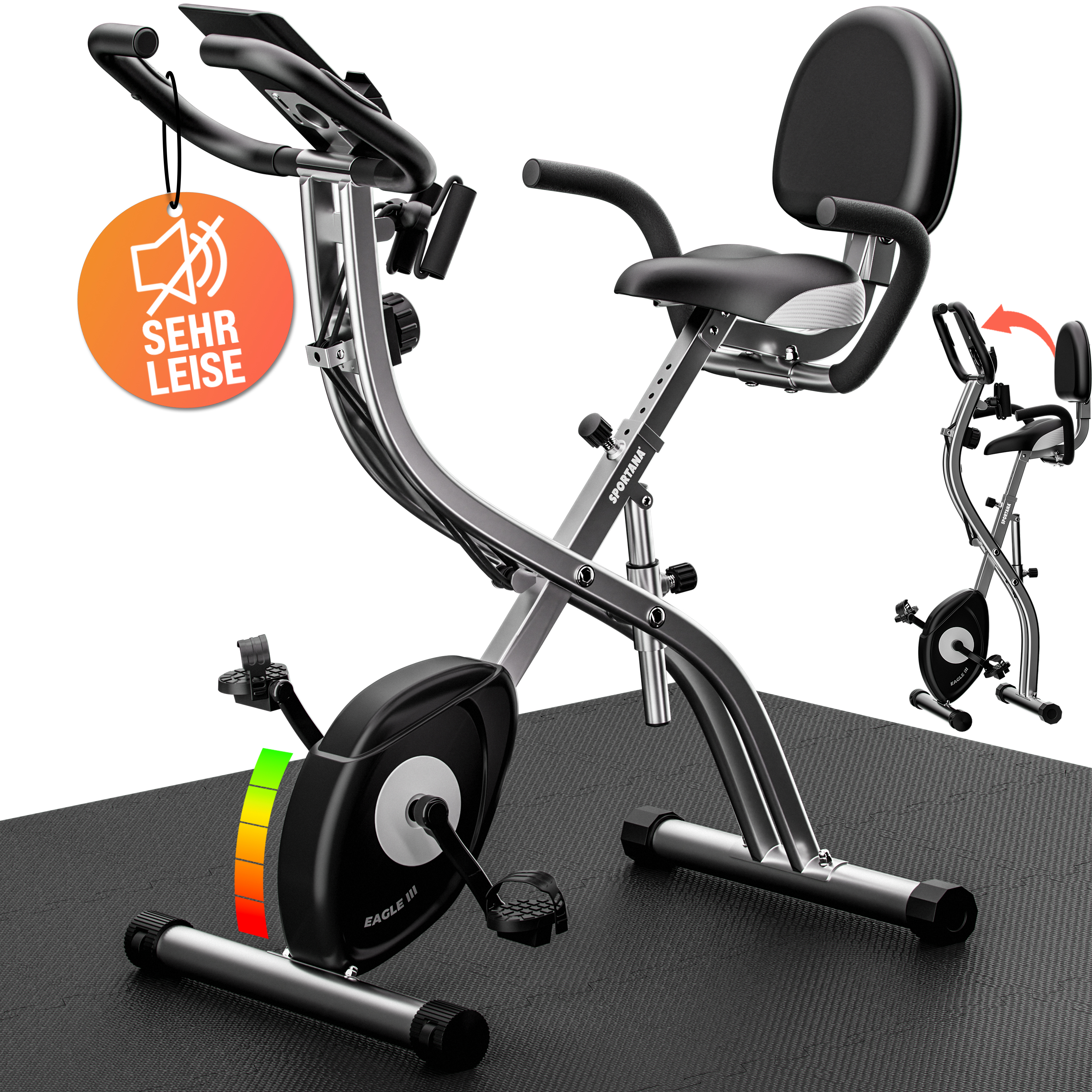 Heimtrainer Fahrrad Eagle 3 klappbar Pulssensoren – Bild 2