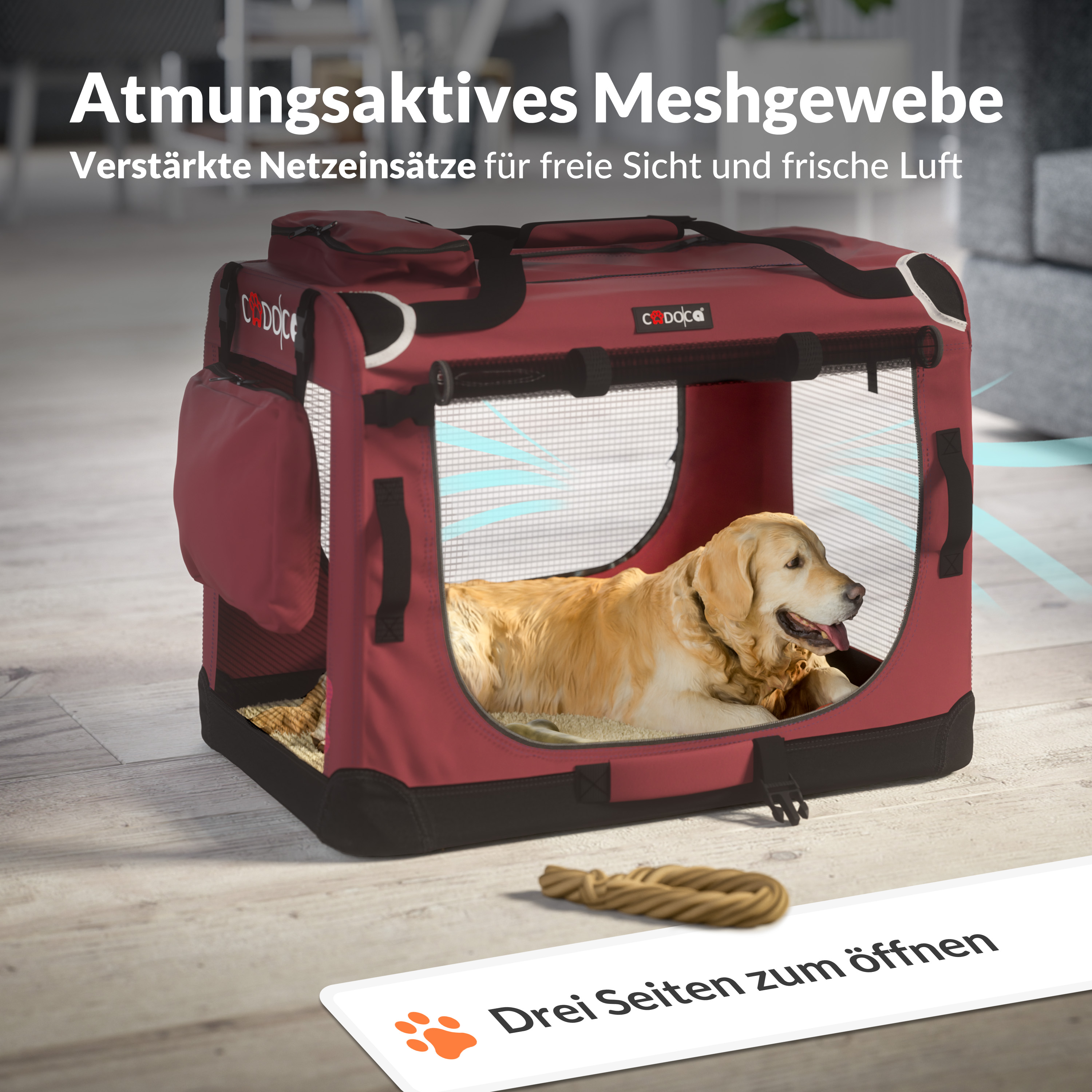 Hundebox faltbar XXXL 101x70x70cm Dunkelrot – Bild 2