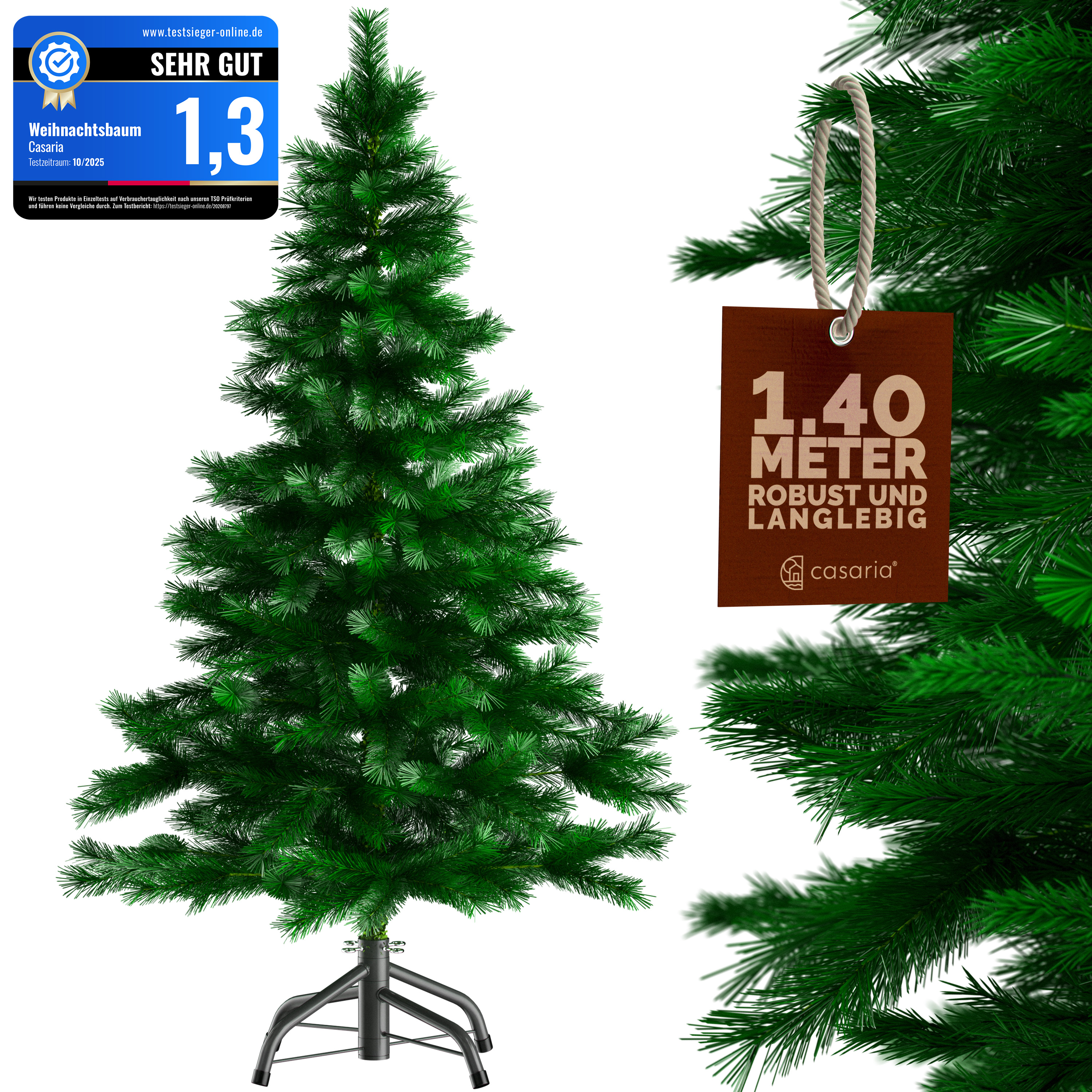 Künstlicher Weihnachtsbaum 140cm PE / PVC realistische Optik mit Metallständer – Bild 2