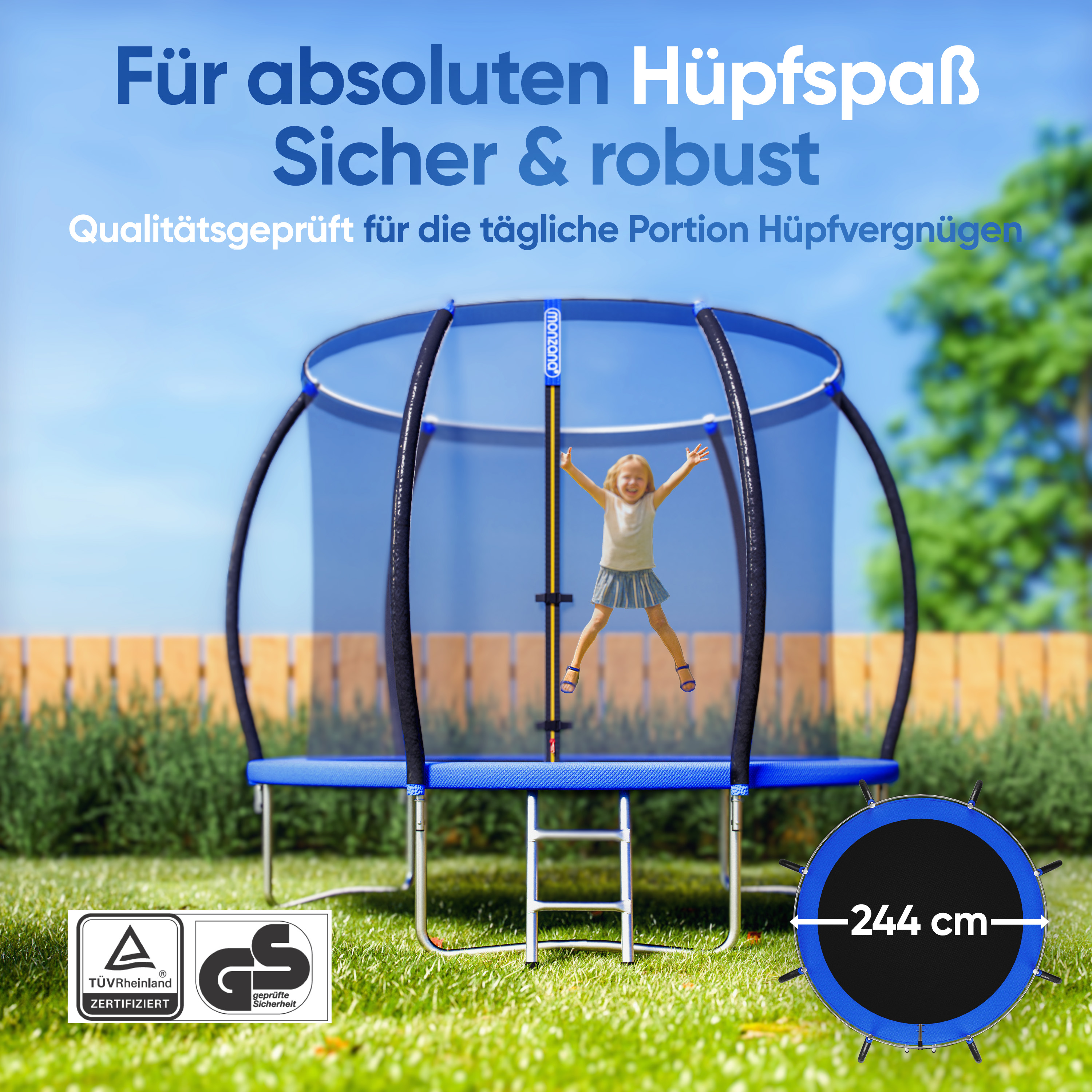Trampolin Ø244cm Sicherheitsnetz innen TÜV GS – Bild 2