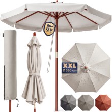 Sonnenschirm Anthrazit Holz Ø330cm UV-Schutz 80+ Sonnenschirm Anthrazit Holz Ø330cm UV-Schutz 80+