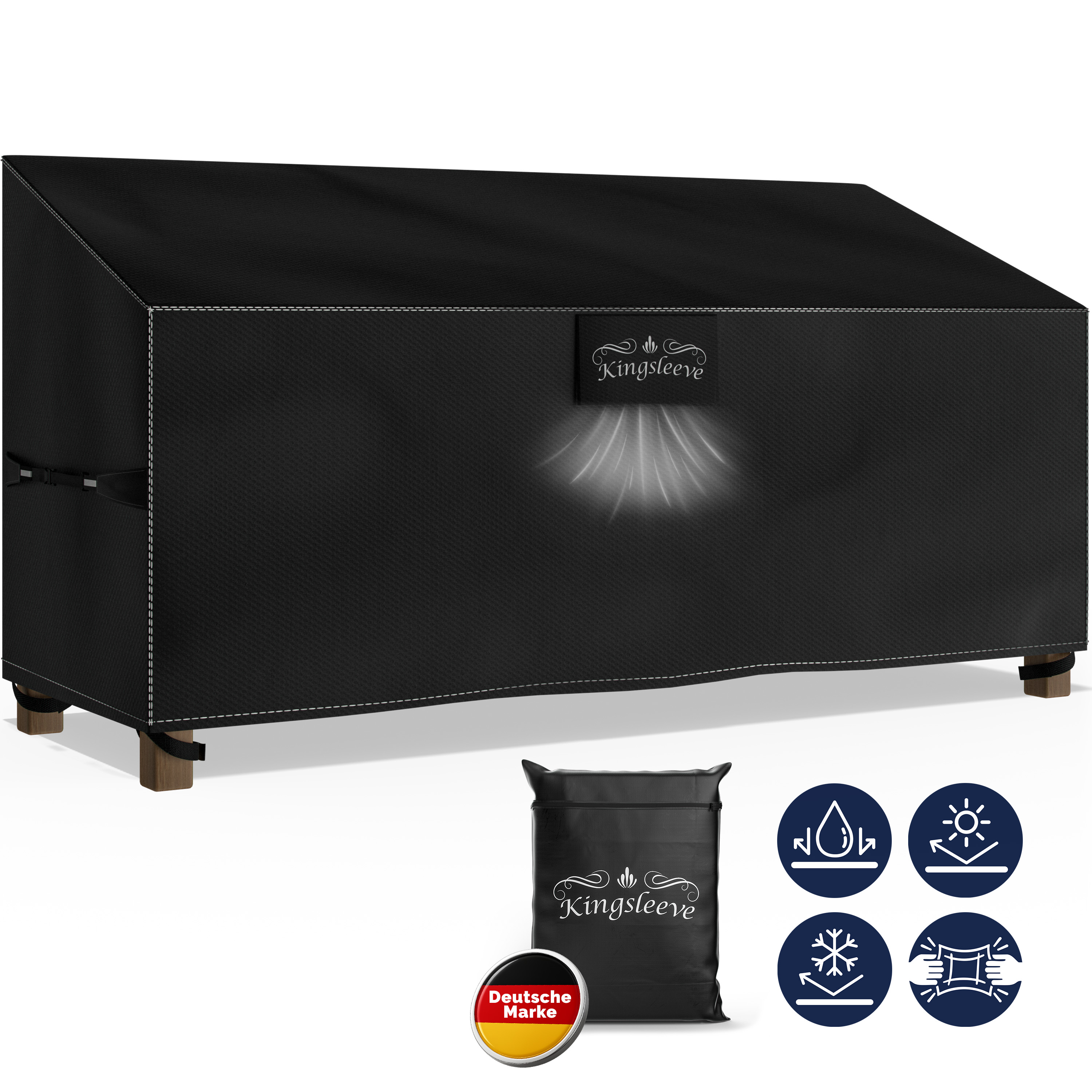 Abdeckplane Gartenbank Anthrazit 163x66x63/89cm 9100mm Wassersäule – Bild 2