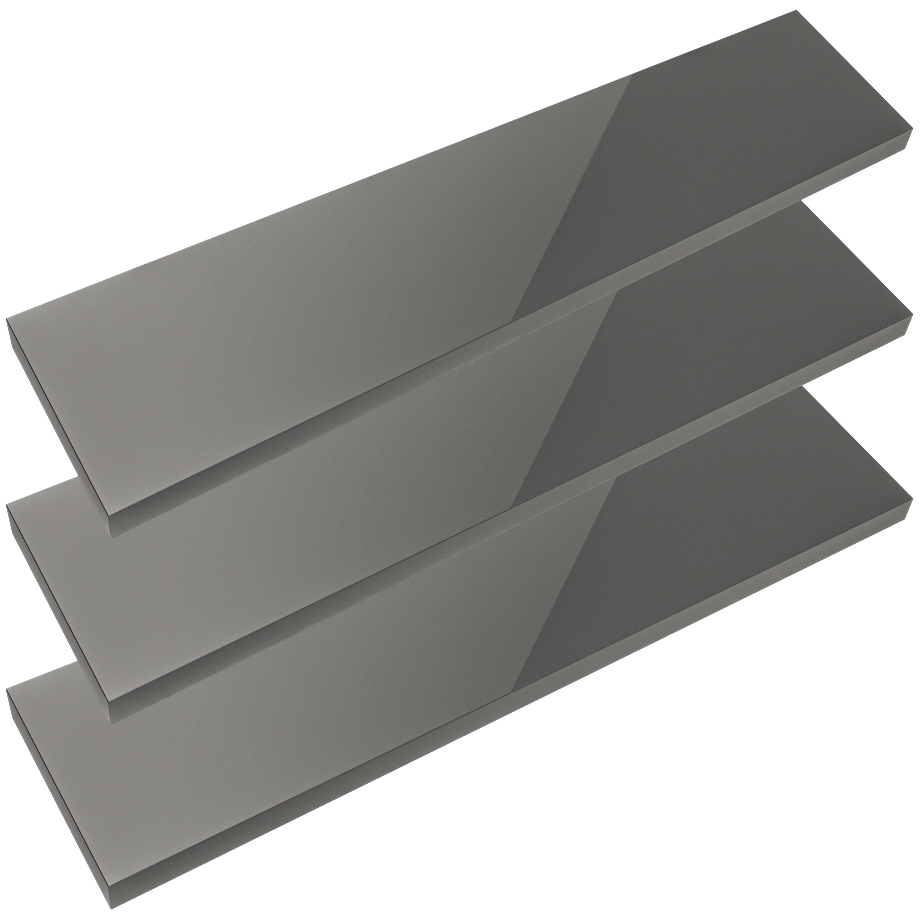 Wandregal Schweberegal 110cm 3er-Set Hochglanz Grau + Halterung – Bild 2