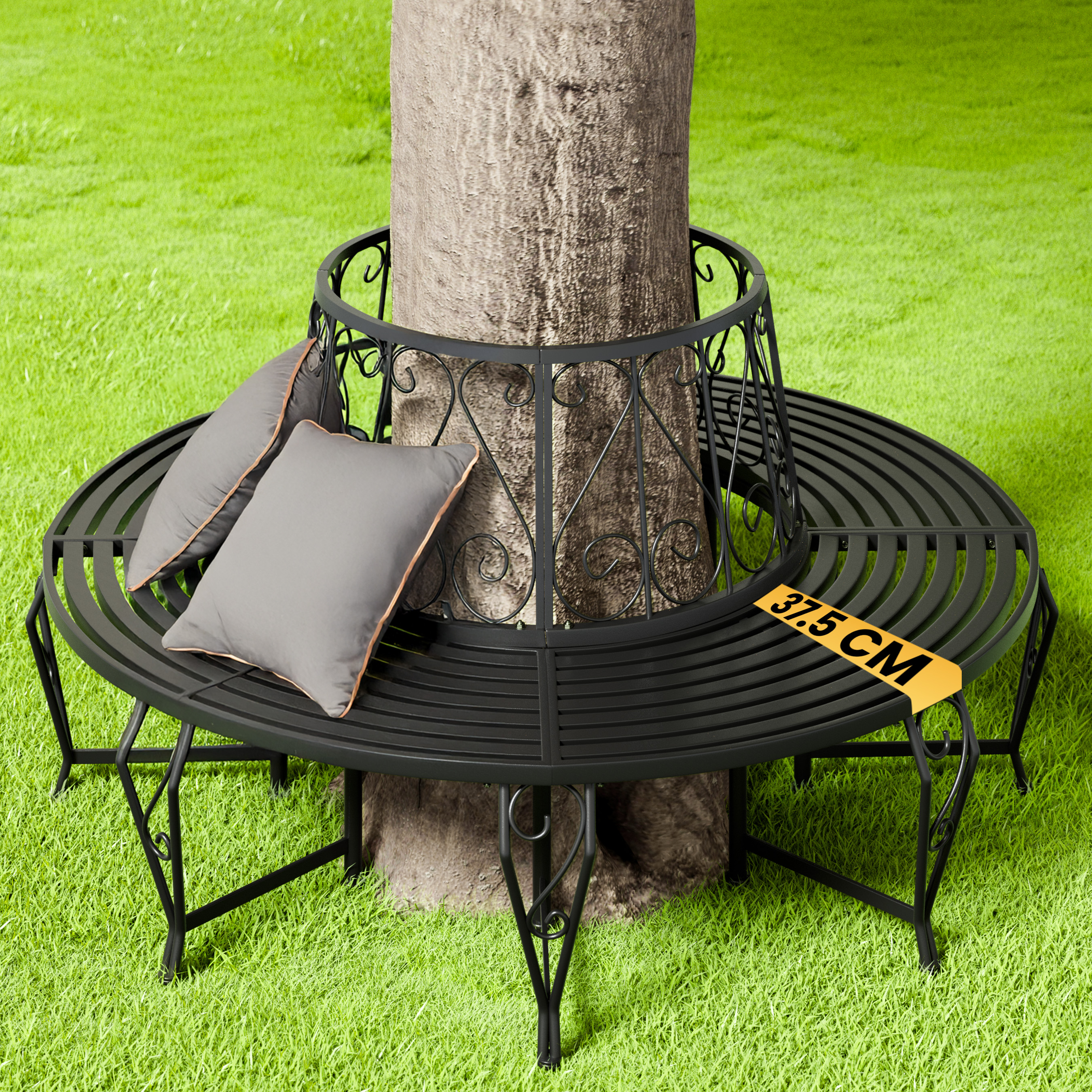 Baumbank Bree Schwarz Metall Ø160cm – Bild 2