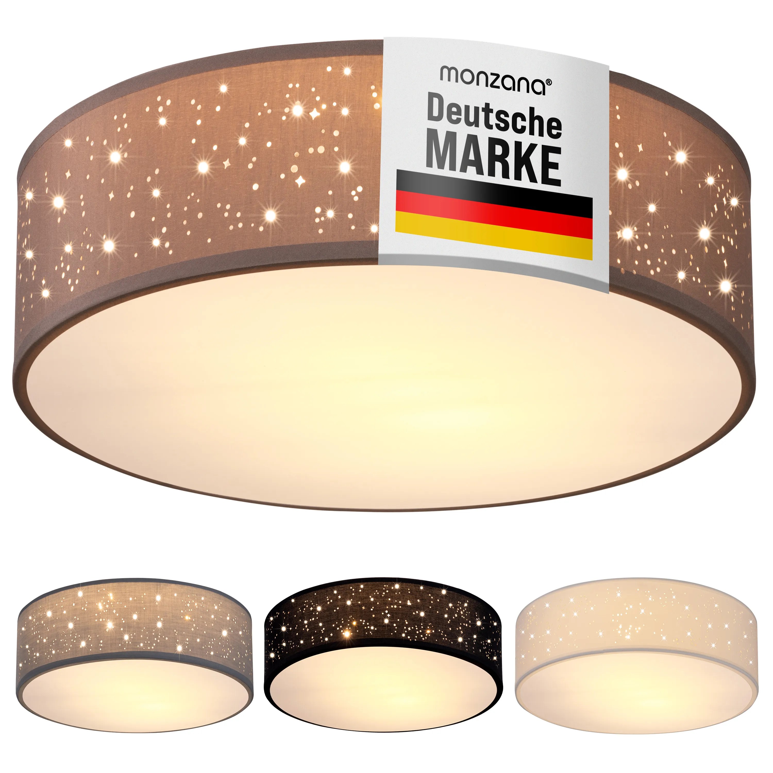 Deckenlampe Taupe Stoff Ø38cm Sternenhimmel Deckenlampe Taupe Stoff Ø38cm Sternenhimmel