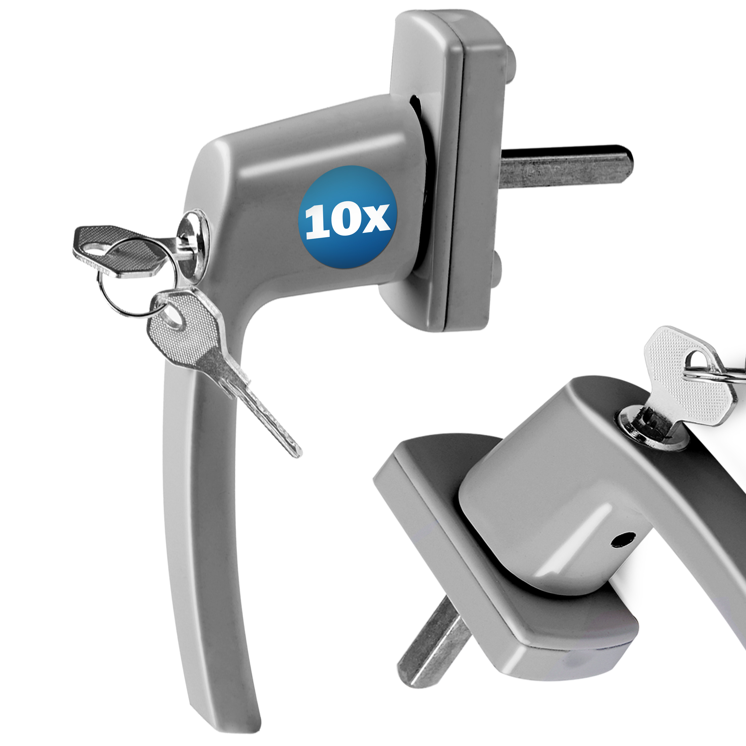 Fenstergriff 10er-Set Silber abschließbar – Bild 2