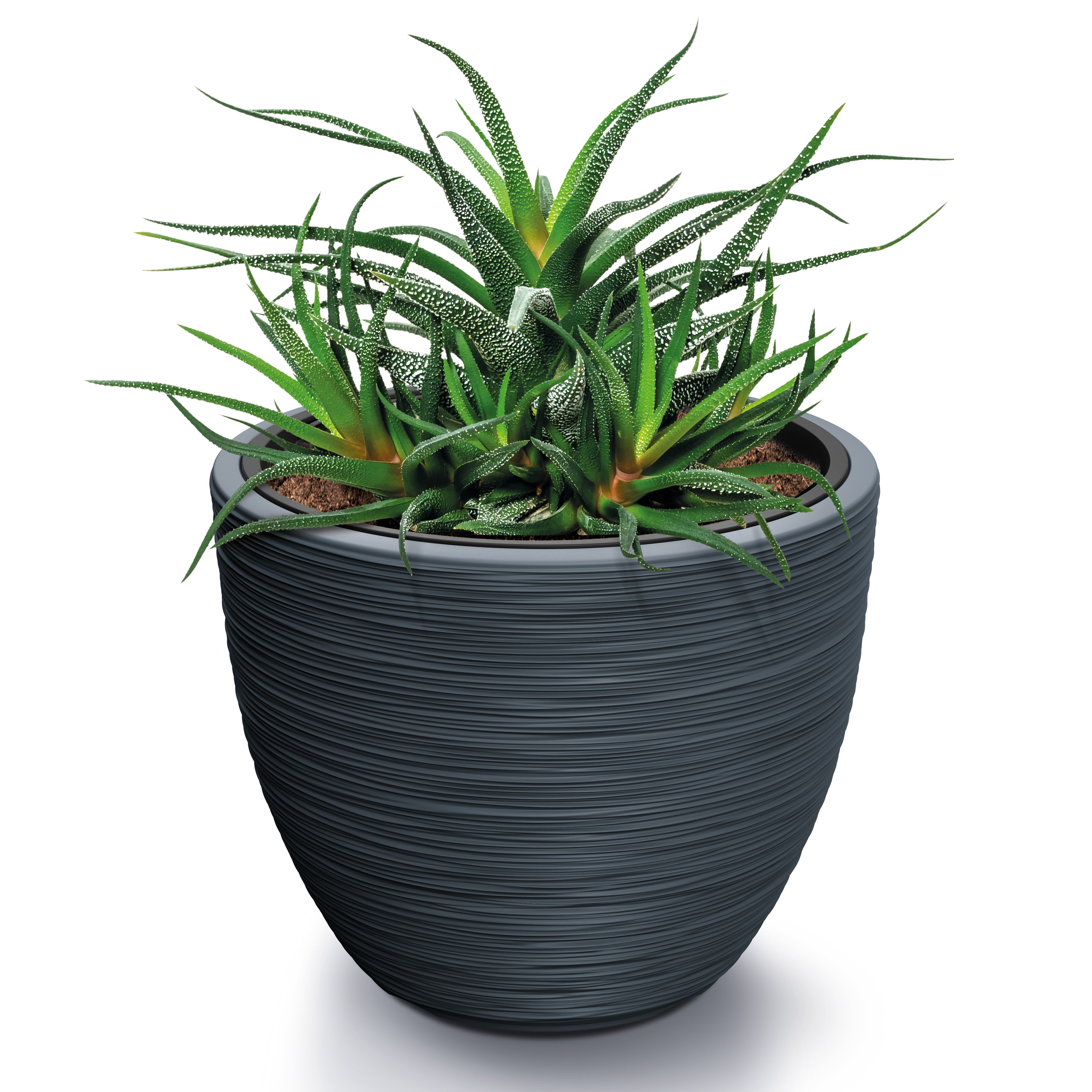 Blumentopf Rillen Grau Kunststoff 40x32cm – Bild 2