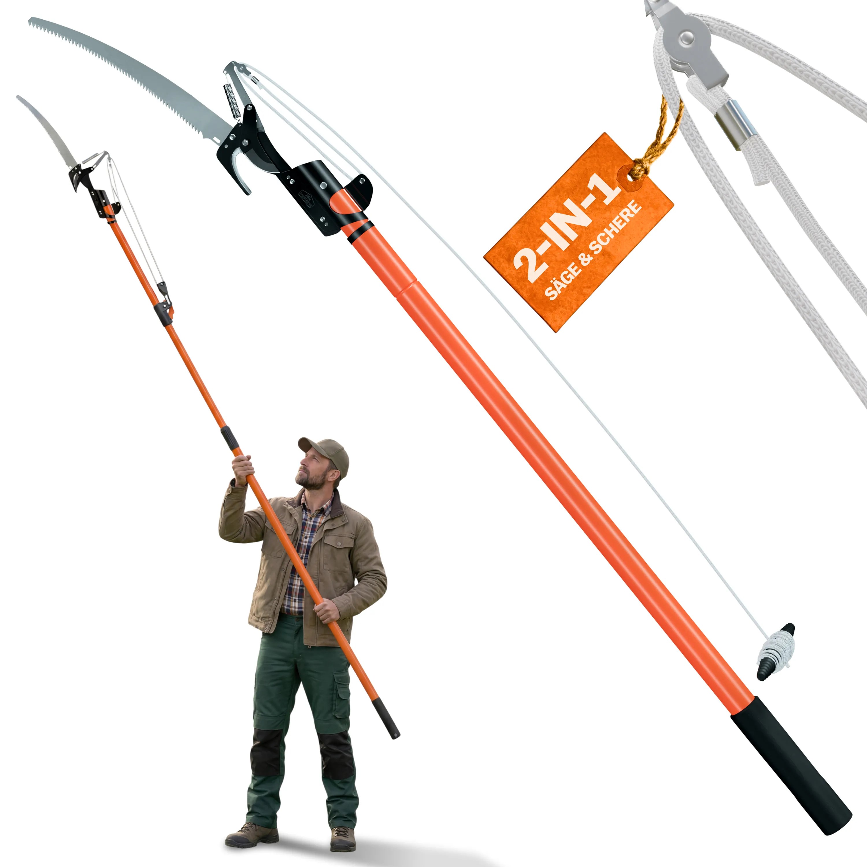 Teleskop-Astsäge mit Astschere – Bild 2