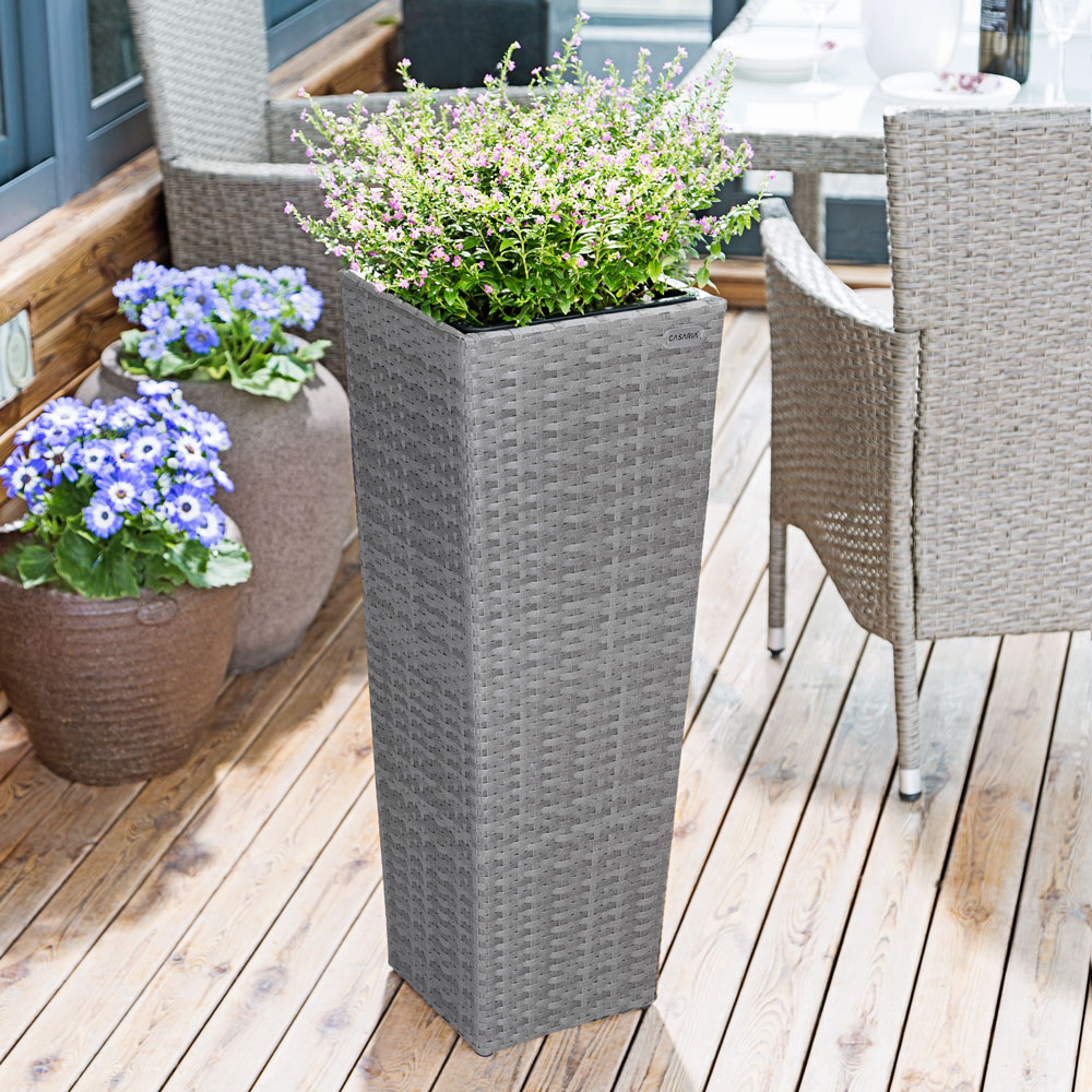 Polyrattan Blumentopf 3er-Set Grau – Bild 2