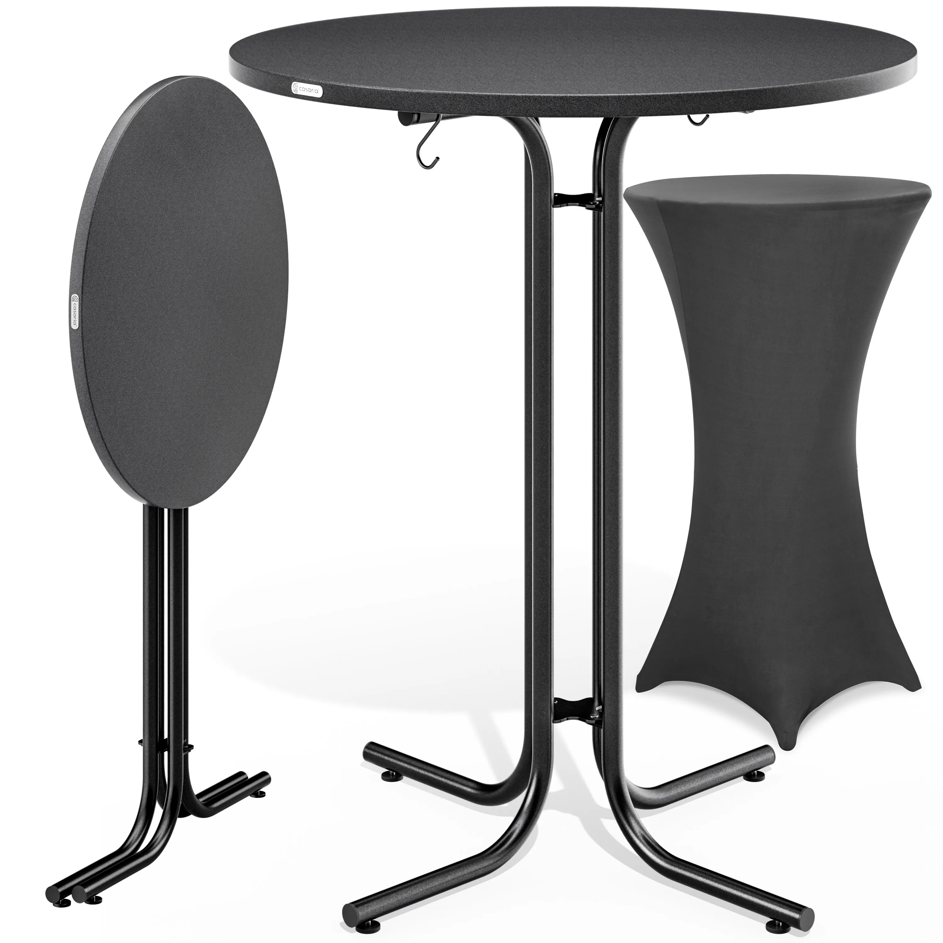 Stehtisch Grau 110x80cm + Stehtischhusse Anthrazit Ø80cm Stehtisch Grau 110x80cm + Stehtischhusse Anthrazit Ø80cm