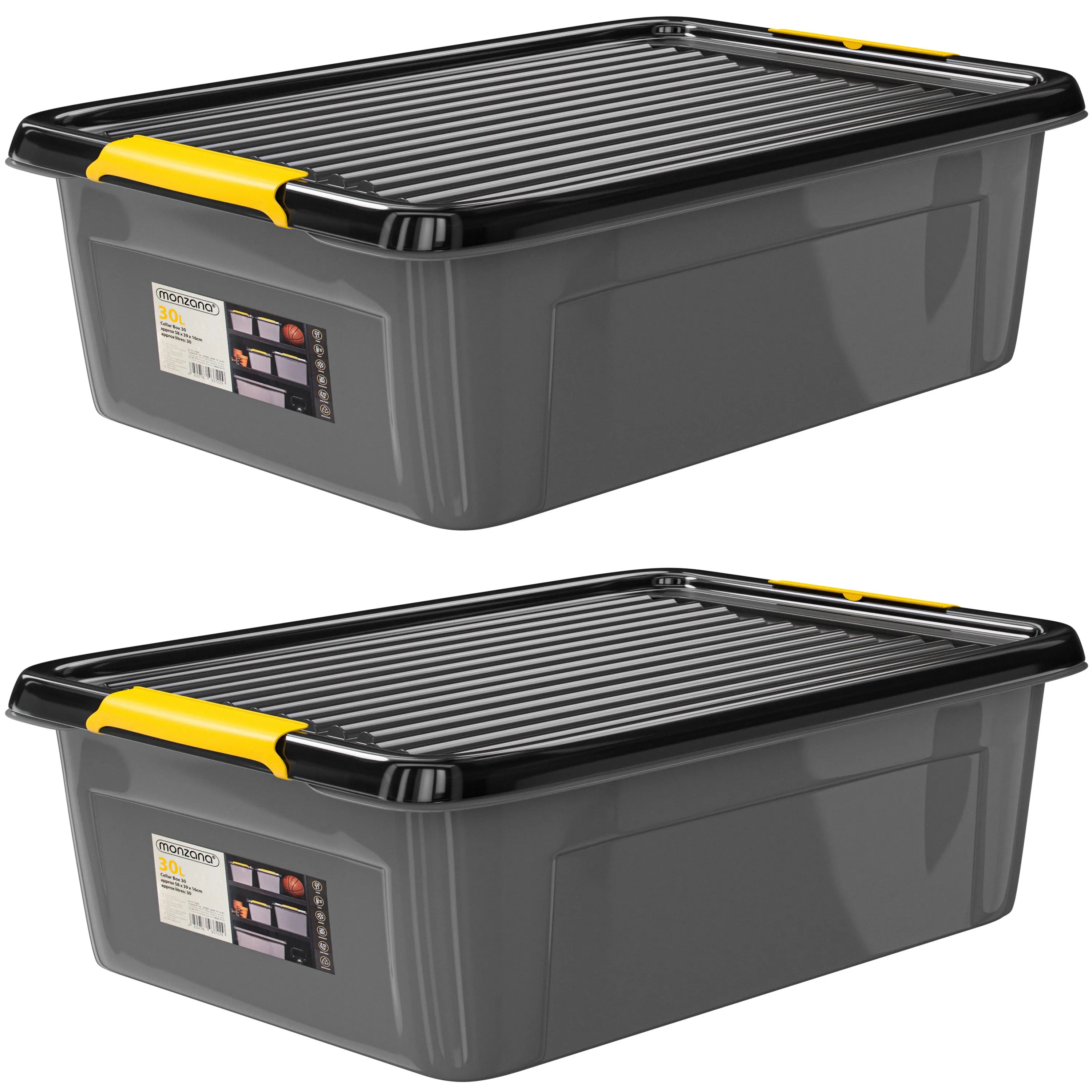 Aufbewahrungsbox 2er-Set Grau/Anthrazit 58x39x16cm stapelbar Aufbewahrungsbox 2er-Set Grau/Anthrazit 58x39x16cm stapelbar