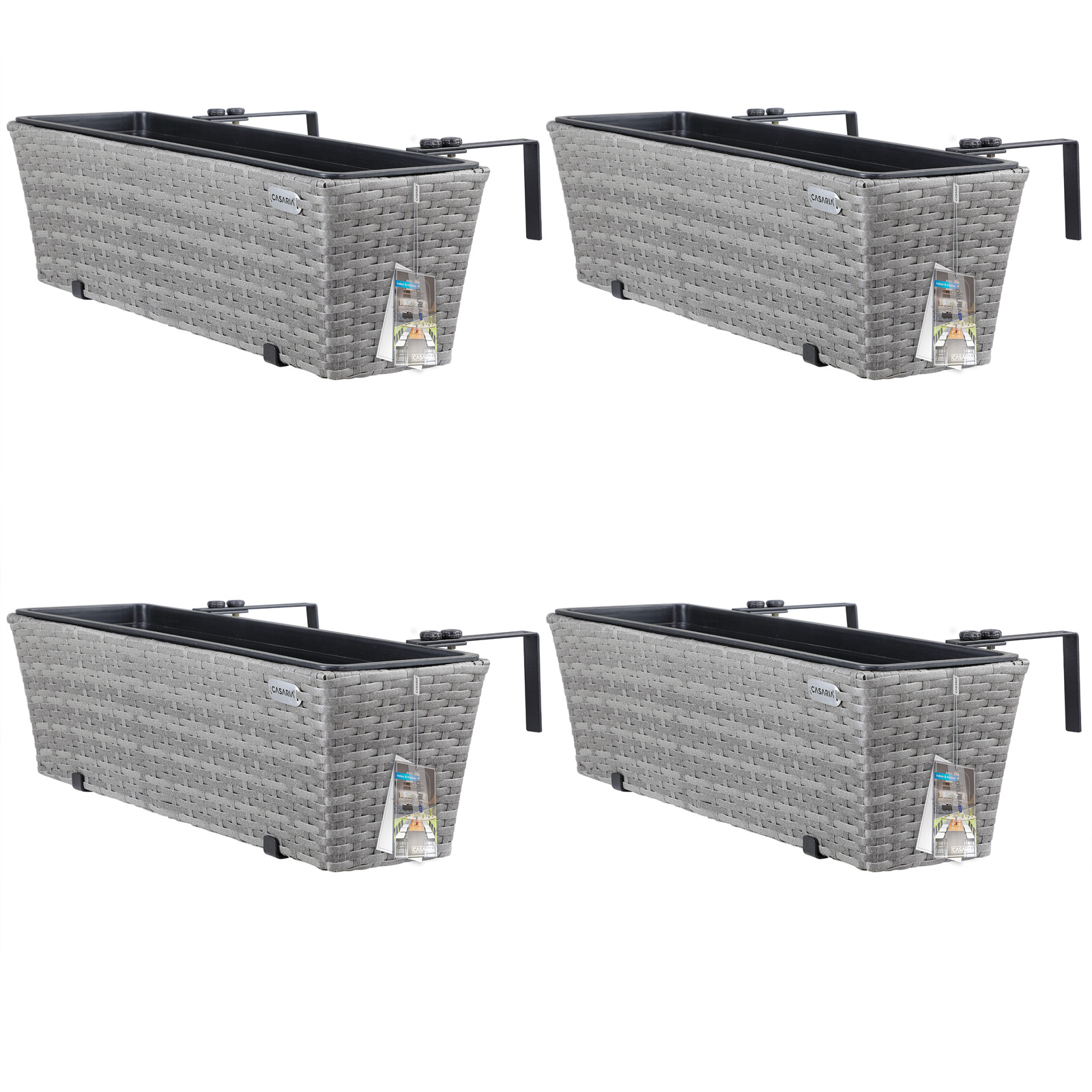 Polyrattan Blumenkasten 4er-Set Grau – Bild 2