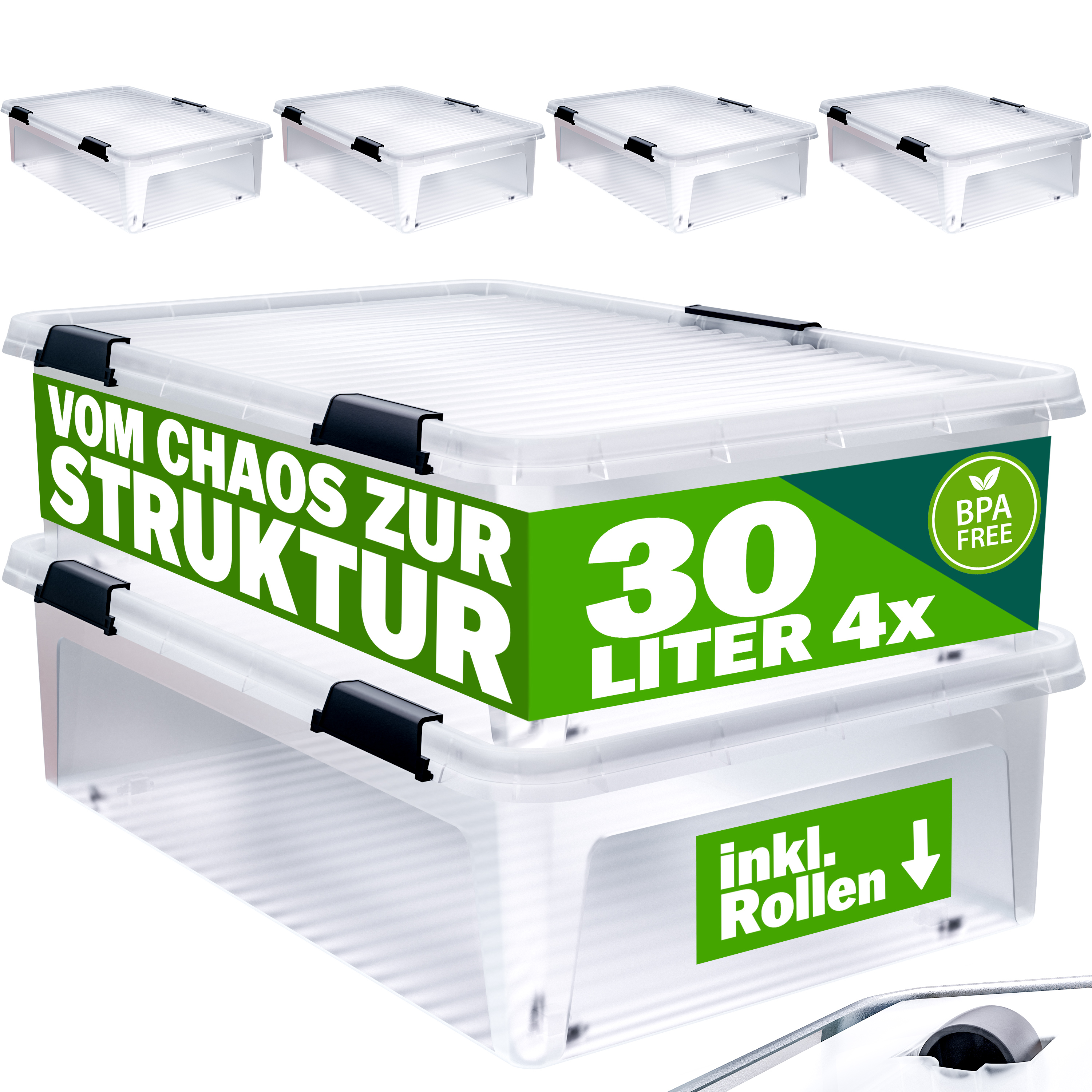 Aufbewahrungsbox 4er-Set Transparent 60x40x17cm 30L – Bild 2