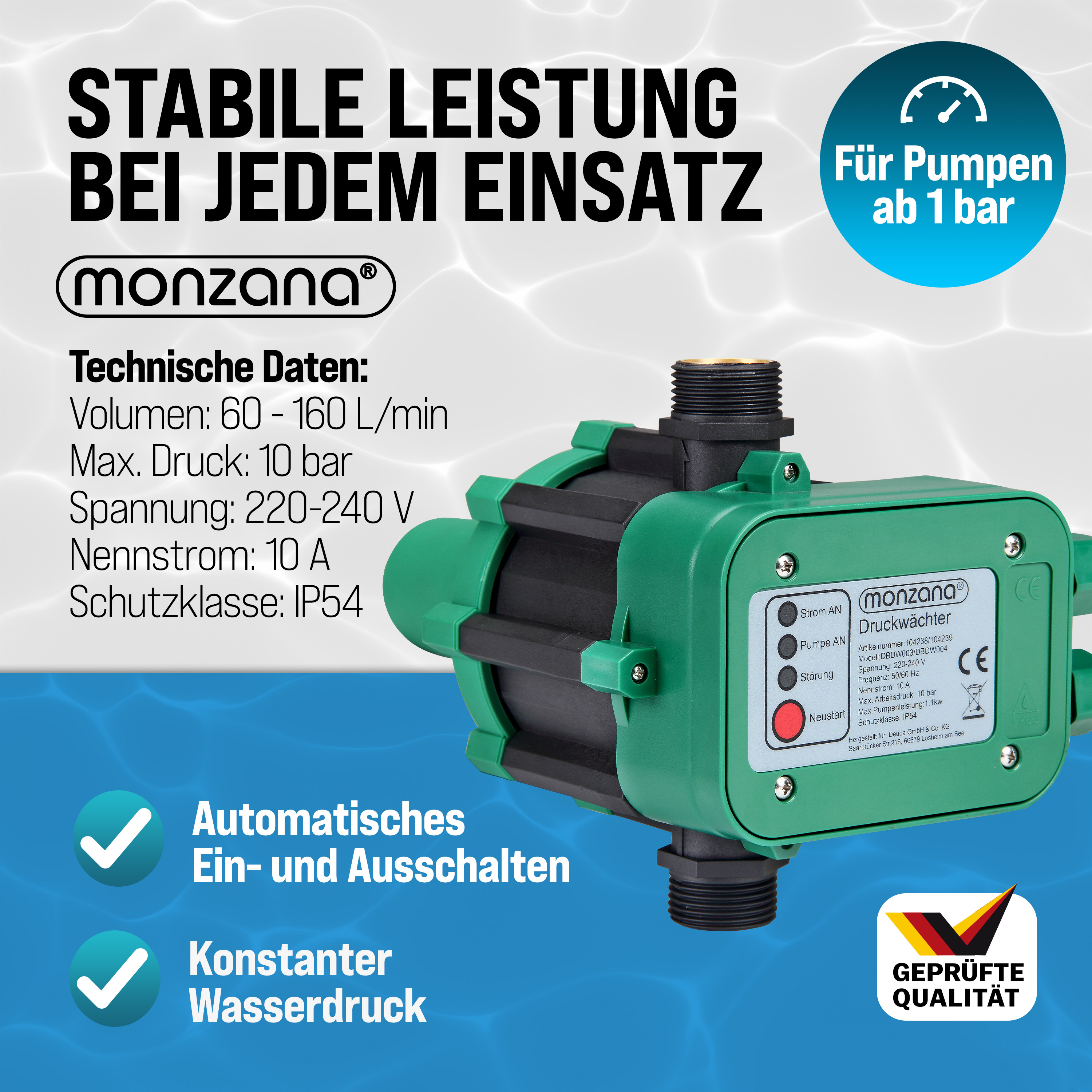 Druckwächter mit Kabel 10 Bar – Bild 2